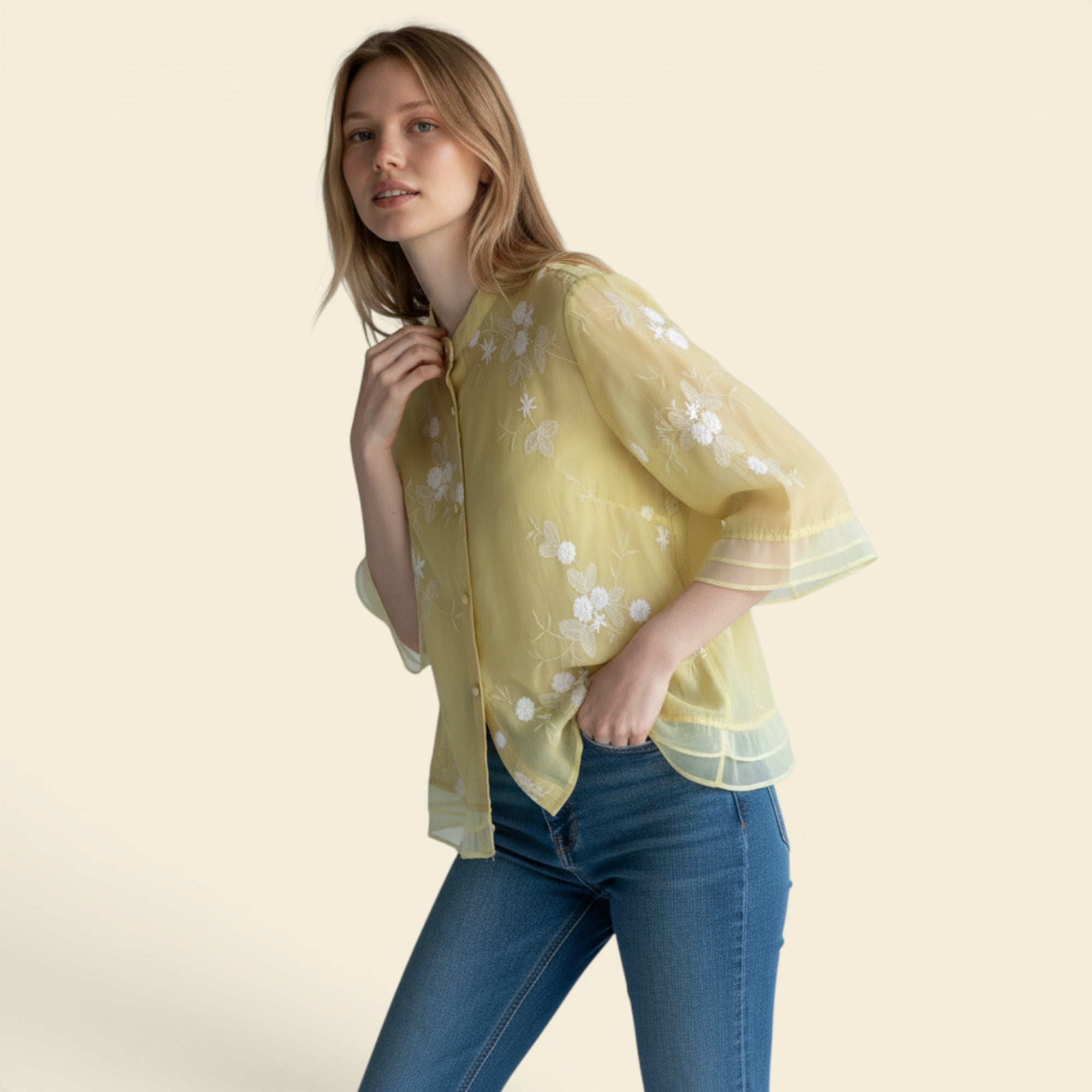 Ellmont London | Women's Relaxed Fit Cotton Summer Blouse with Embroidery