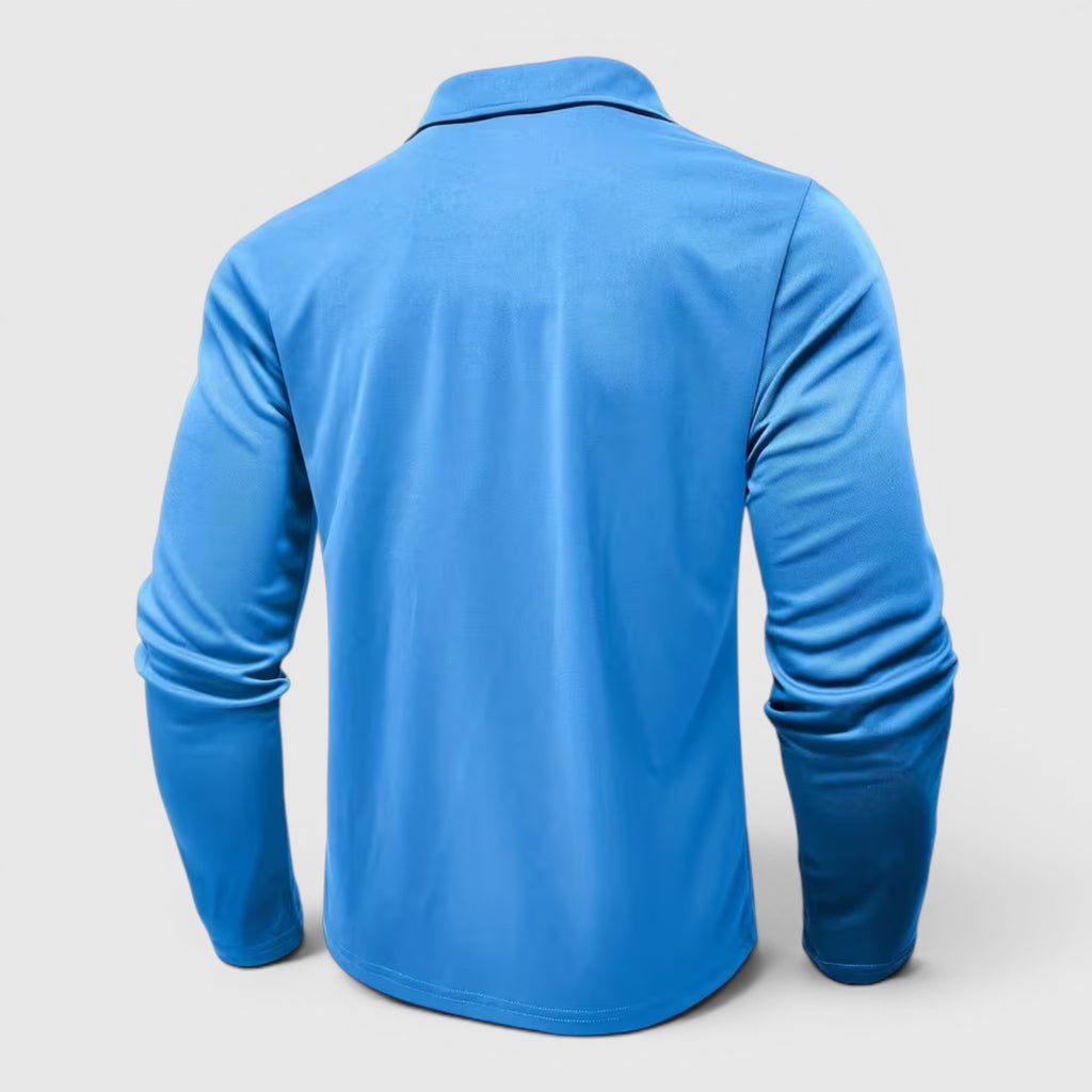 Ellmont London | Men's Polo Longsleeve V-Neck Sweater Quick-Dry Plaid Shirt