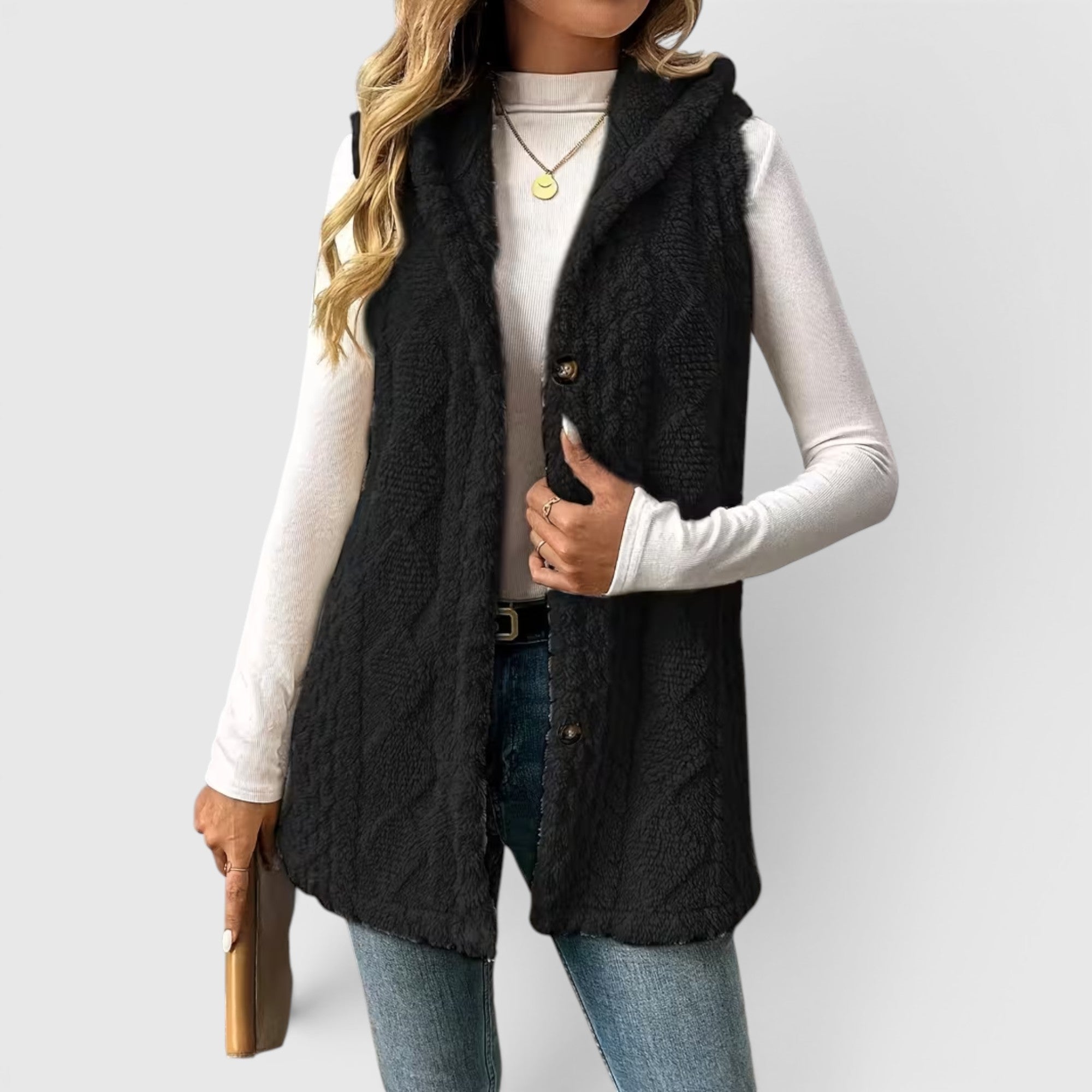 Ellmont London | Women's Warm Vest Button Front Hooded Outerwear