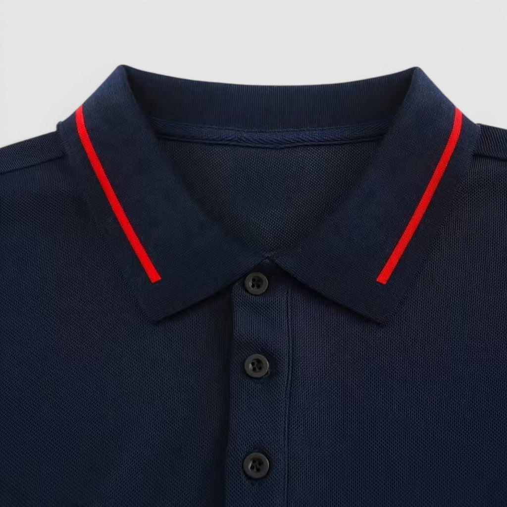 Isaac | Men's Casual Polo Shirt Long Sleeve Rib-Knit Everyday Wear