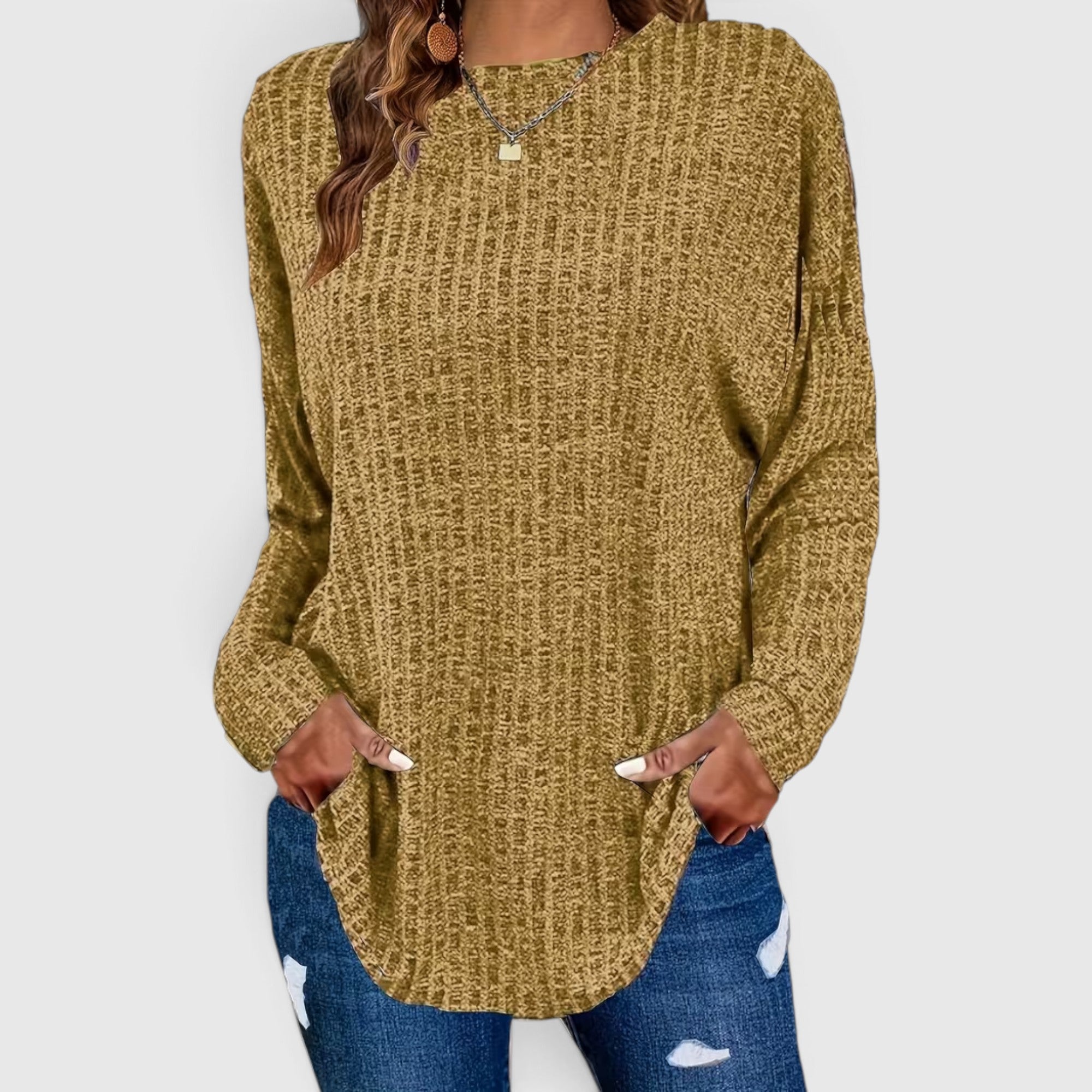 Lola | Women's Plus Size Crewneck Sweater – Relaxed Fit Long Sleeve Casual Top