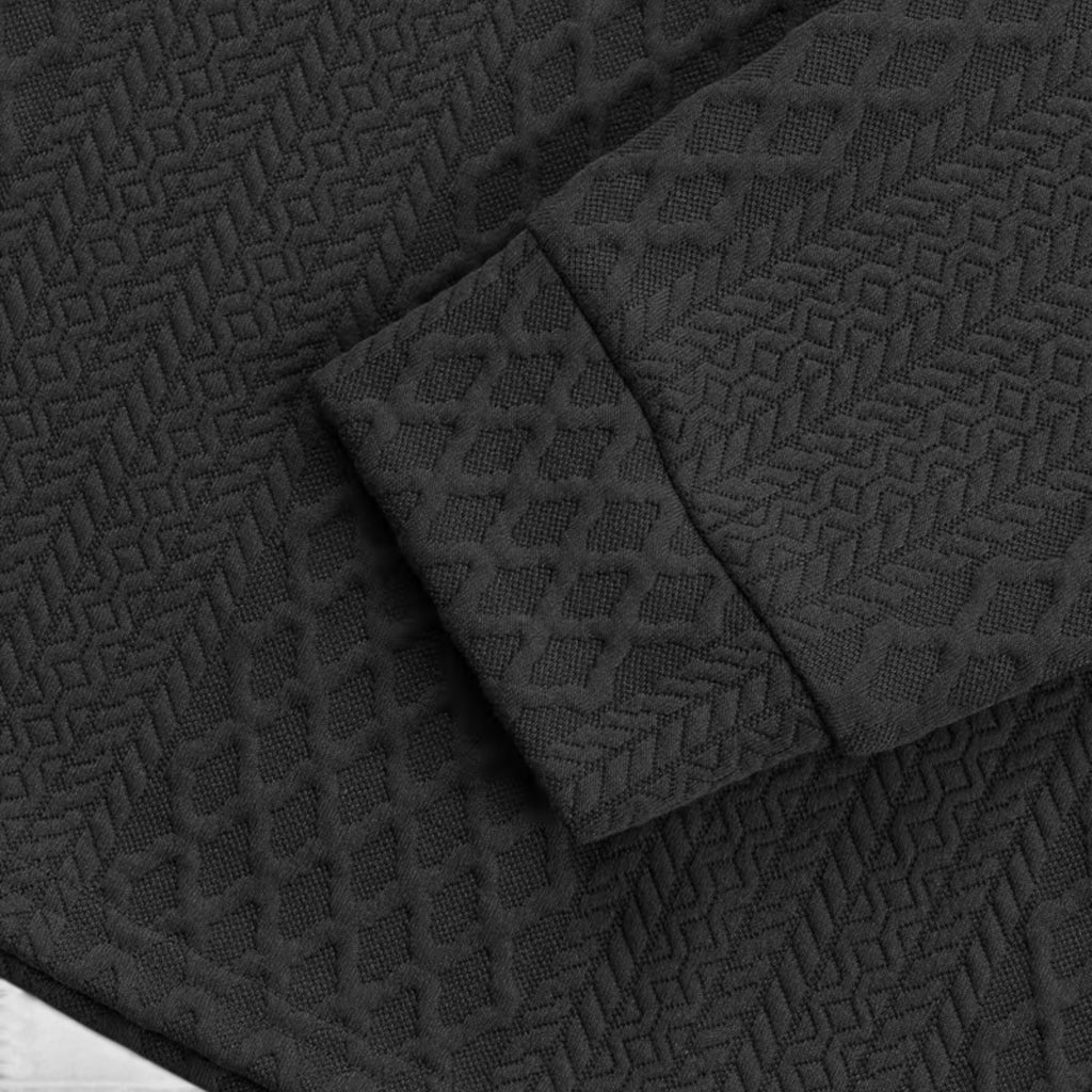 Karl | Men's Long Sleeve Jacquard Polo Shirt Crewneck Sweater Look