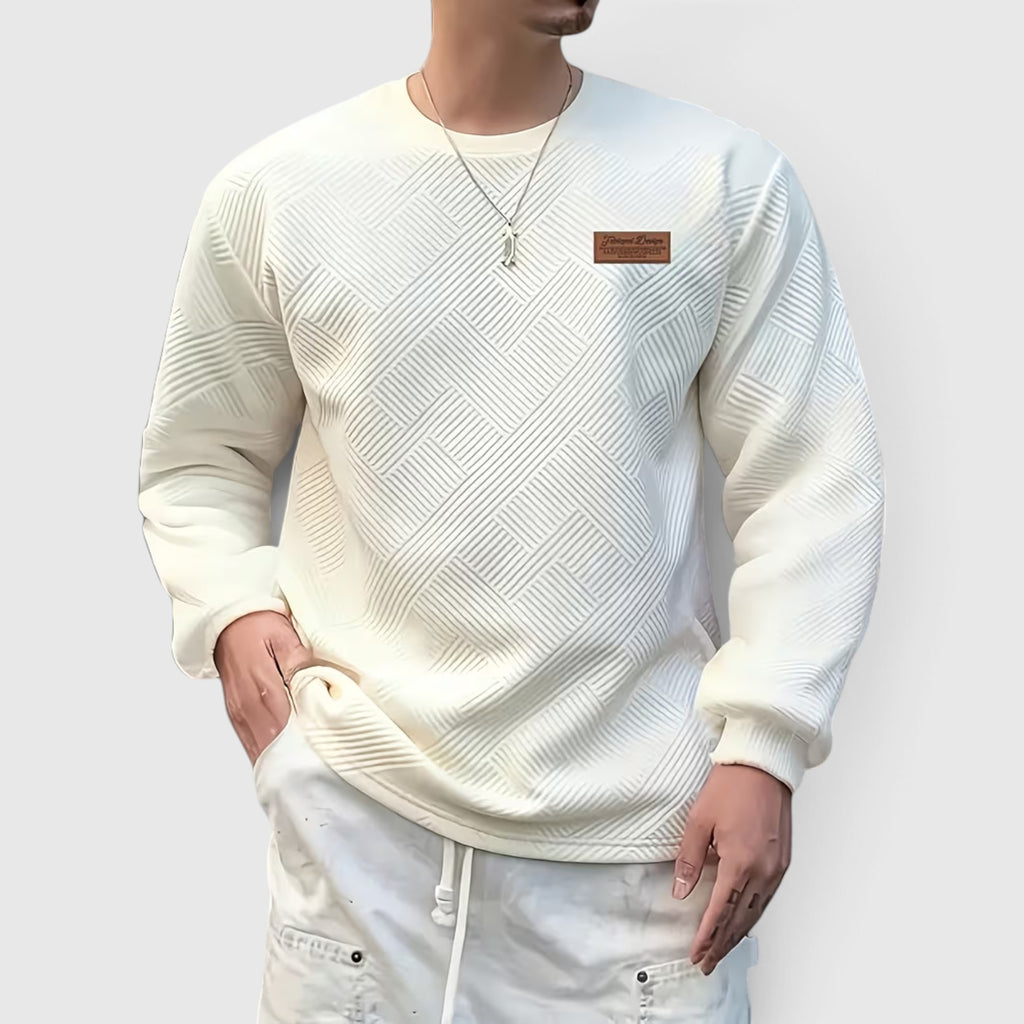 Nathan | Men's Casual Jacquard Sweatshirt – Long Sleeve Crew Neck Sweater