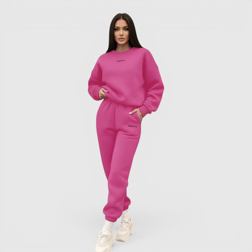 Hazel | Women's Loose Fit Embroidered Tracksuit Two-Piece Lounge Set