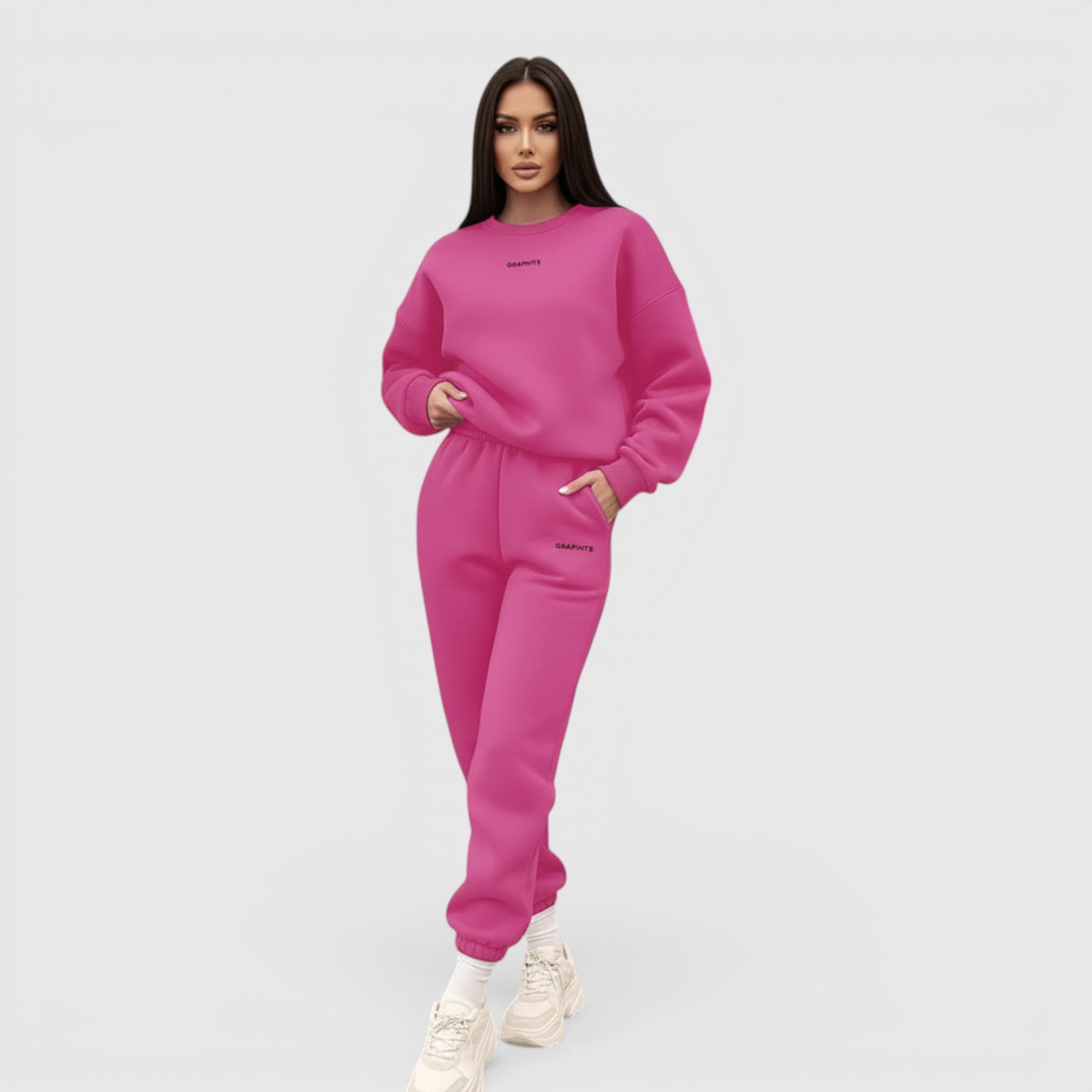 Hazel | Women's Loose Fit Embroidered Tracksuit Two-Piece Lounge Set