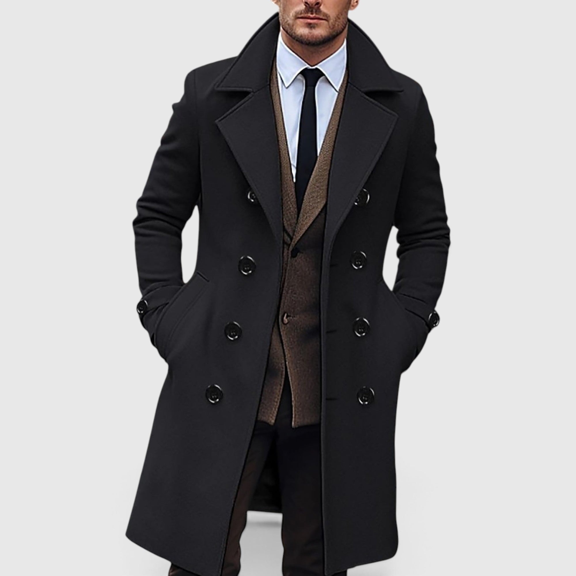 Simon | Men's Wool Coat - Classic Trench Coat for Warm Winter Wear