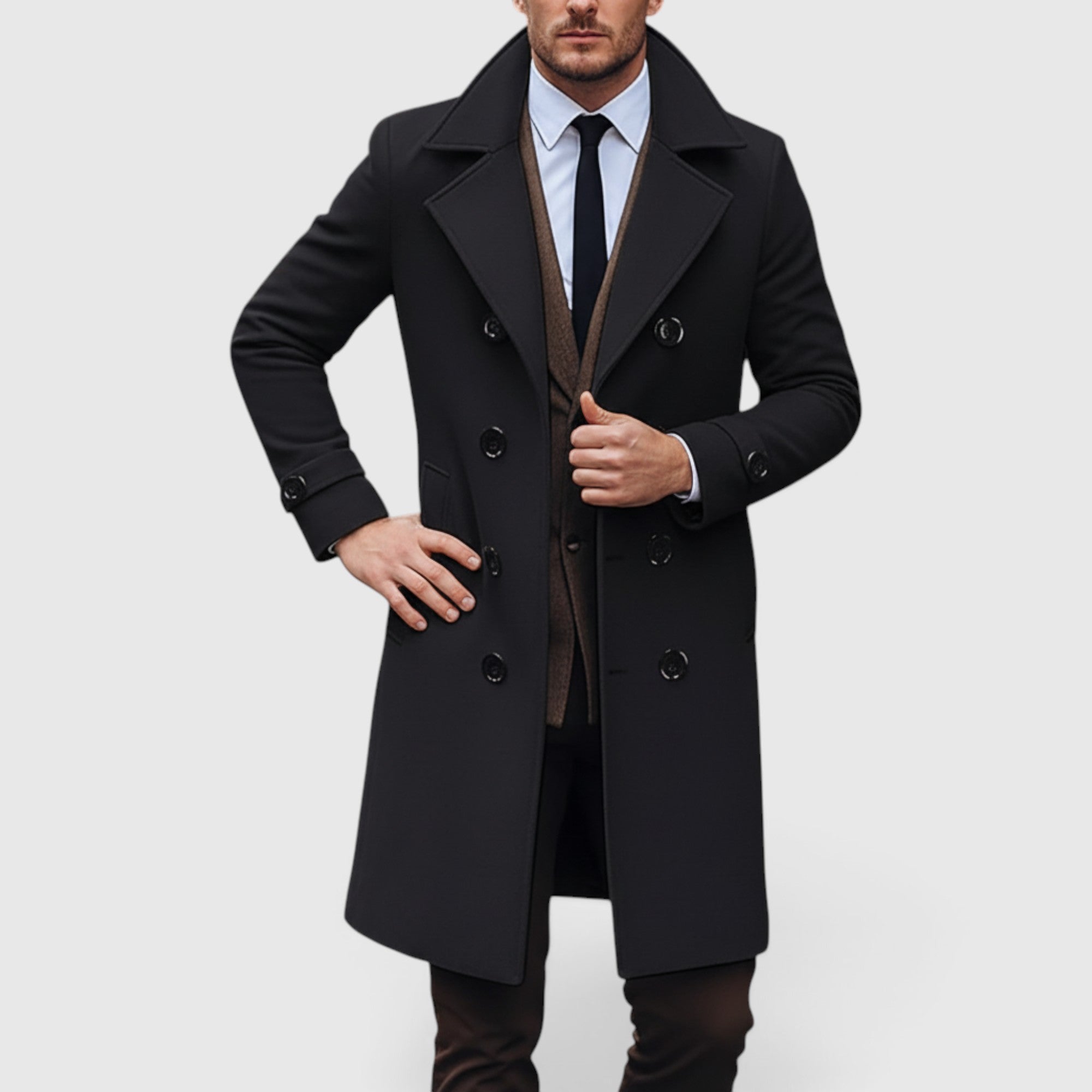 Simon | Men's Wool Coat - Classic Trench Coat for Warm Winter Wear