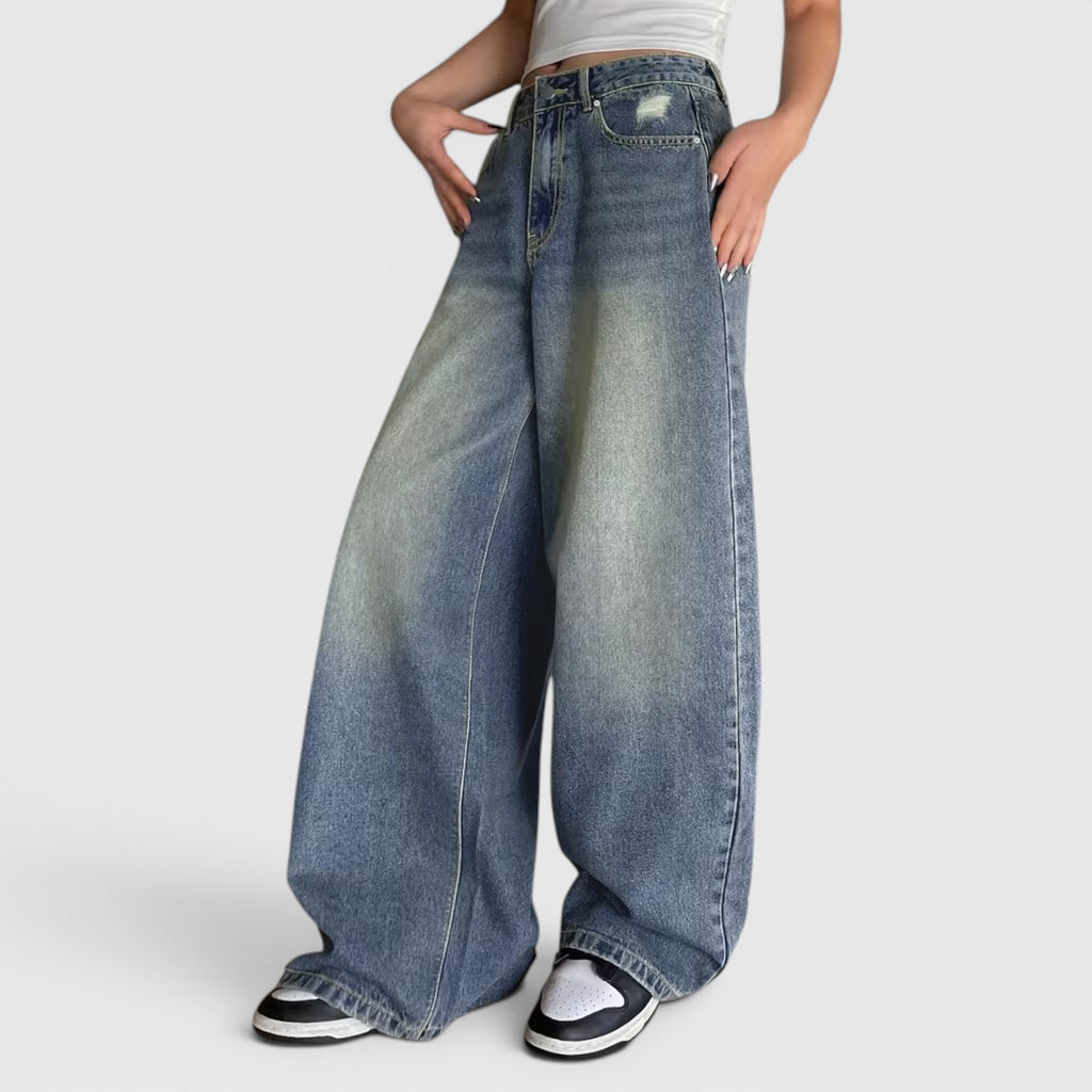 Ellmont London | Women's Oversized Baggy Jeans Loose Fit Floor Length Denim