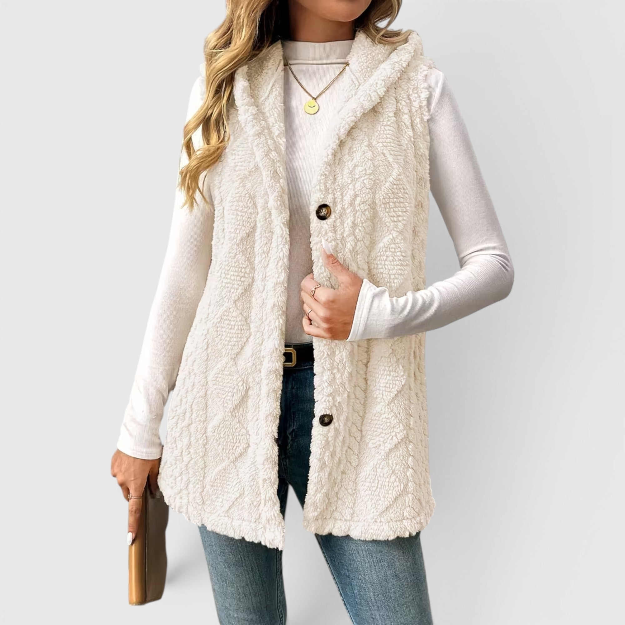 Ellmont London | Women's Warm Vest Button Front Hooded Outerwear