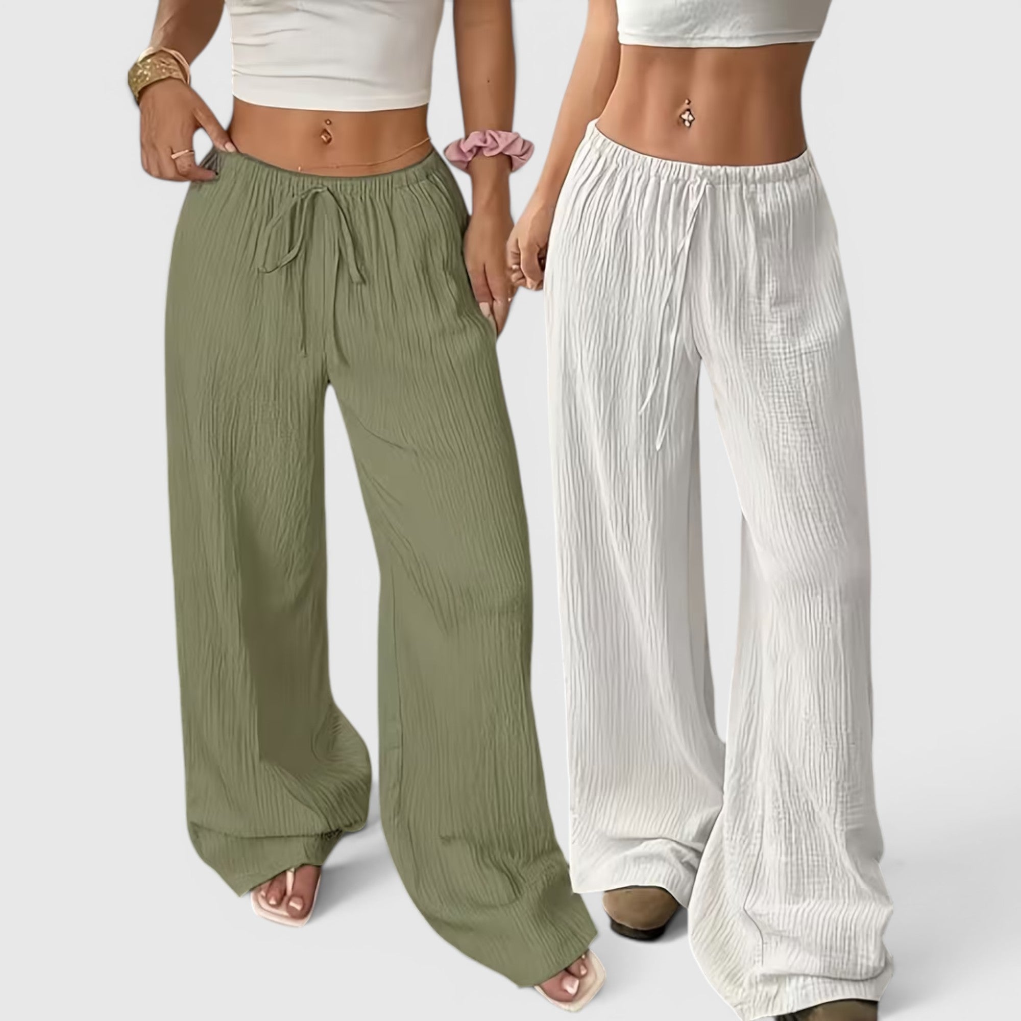 Greta | Women's Loose Straight Leg Trouser Set Lightweight Casual Outfit