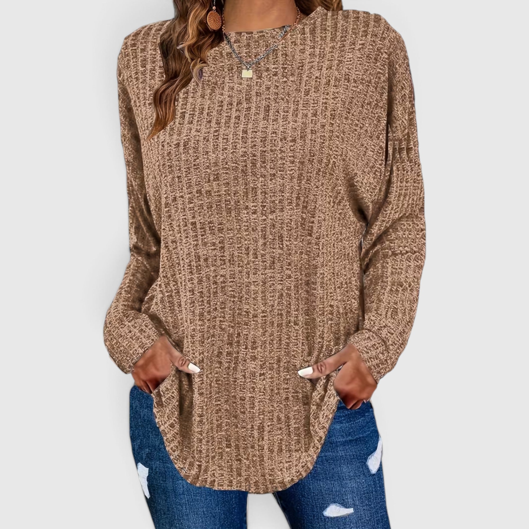 Lola | Women's Plus Size Crewneck Sweater – Relaxed Fit Long Sleeve Casual Top