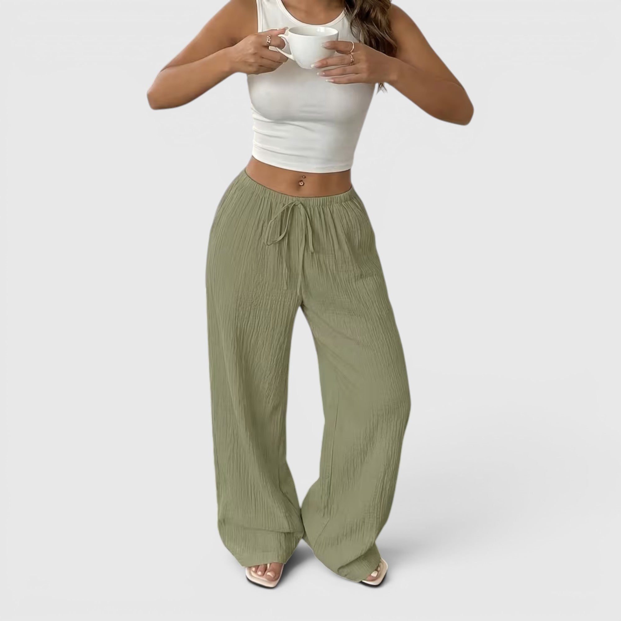 Greta | Women's Loose Straight Leg Trouser Set Lightweight Casual Outfit