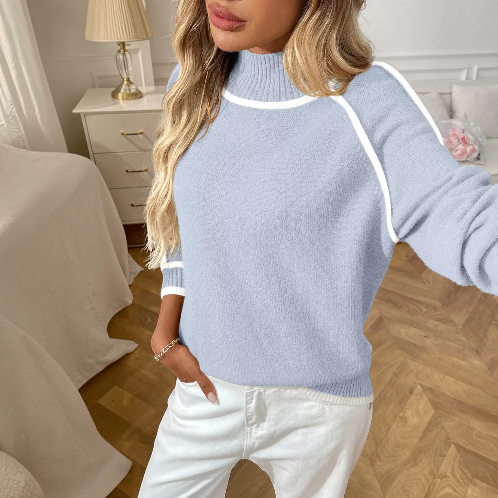 Ellmont London | Women's Soft Knit Turtleneck Pullover Sweater Everyday Wear