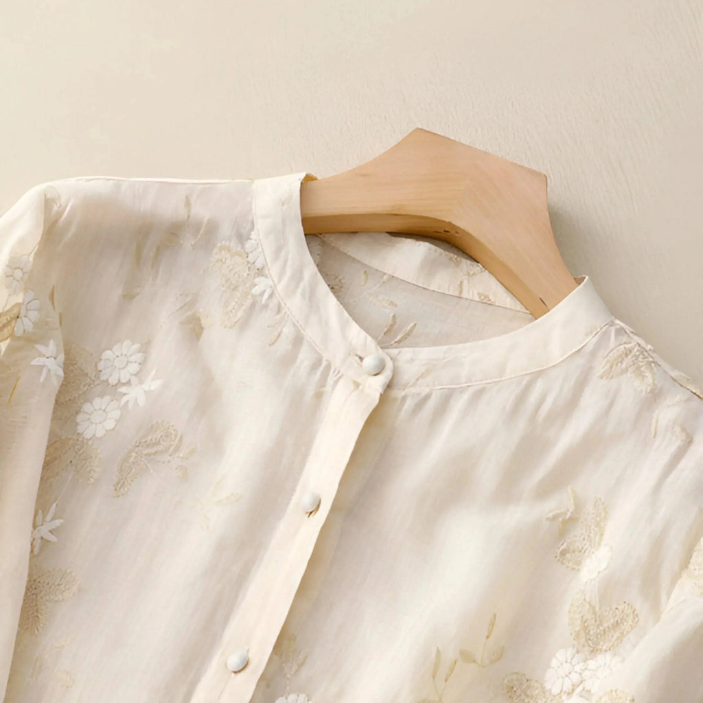 Ellmont London | Women's Relaxed Fit Cotton Summer Blouse with Embroidery