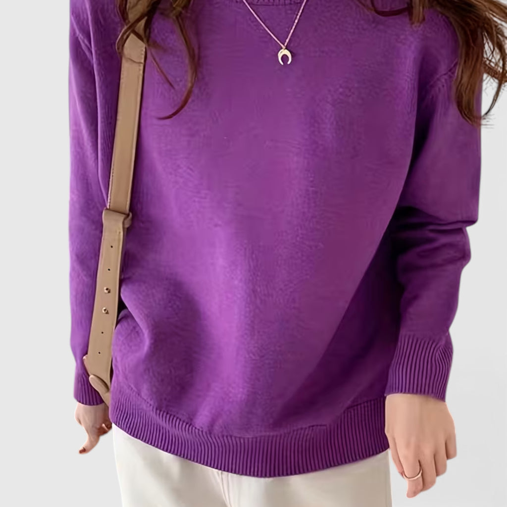 Juno | Women's Crewneck Sweater – Casual Loose Fit Everyday Knit Top