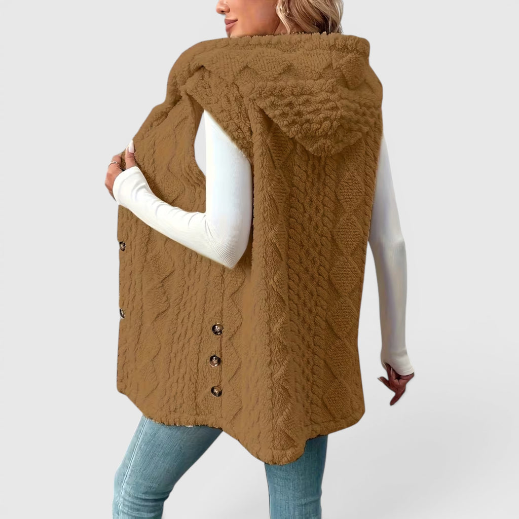 Ellmont London | Women's Warm Vest Button Front Hooded Outerwear