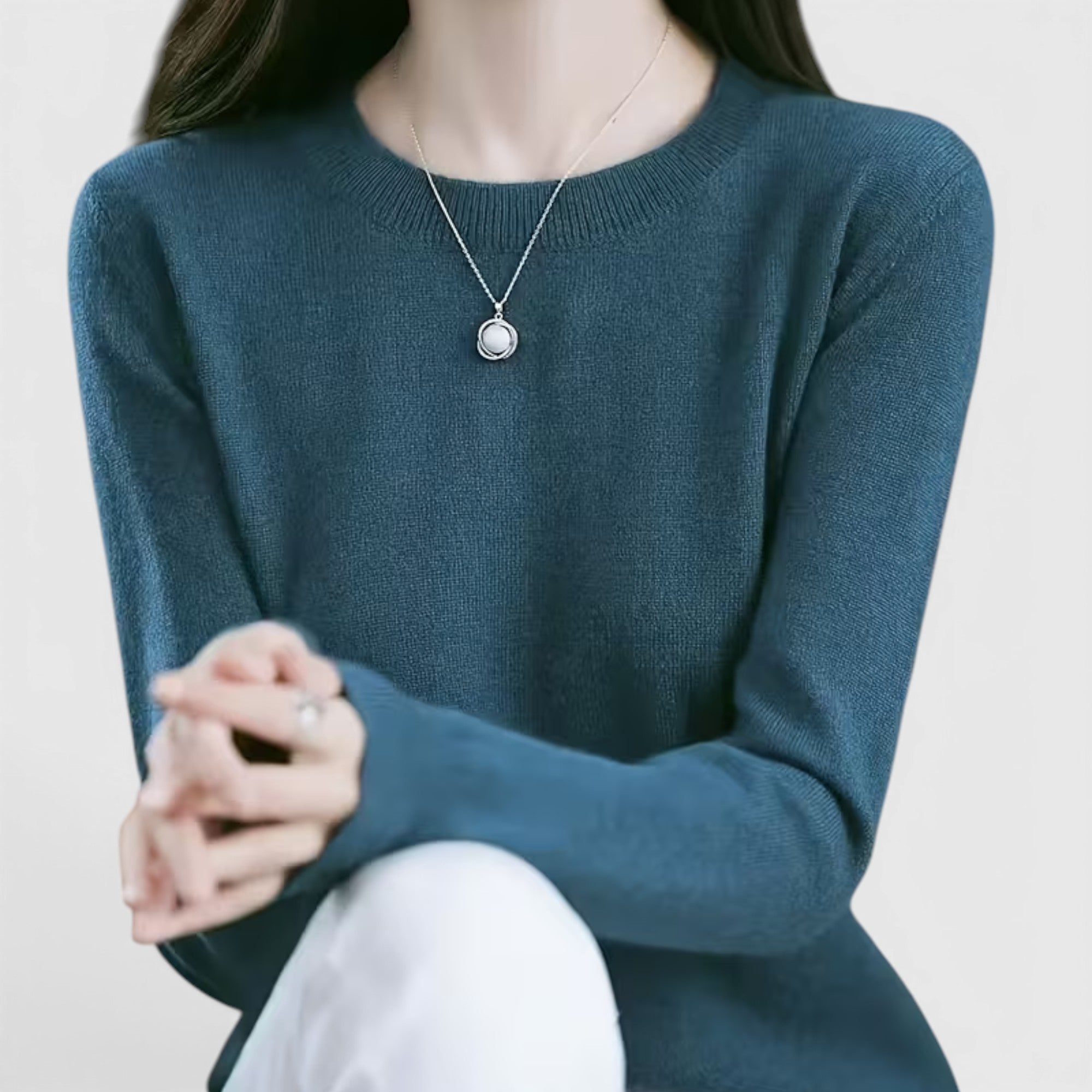 Juno | Women's Crewneck Sweater – Casual Loose Fit Everyday Knit Top