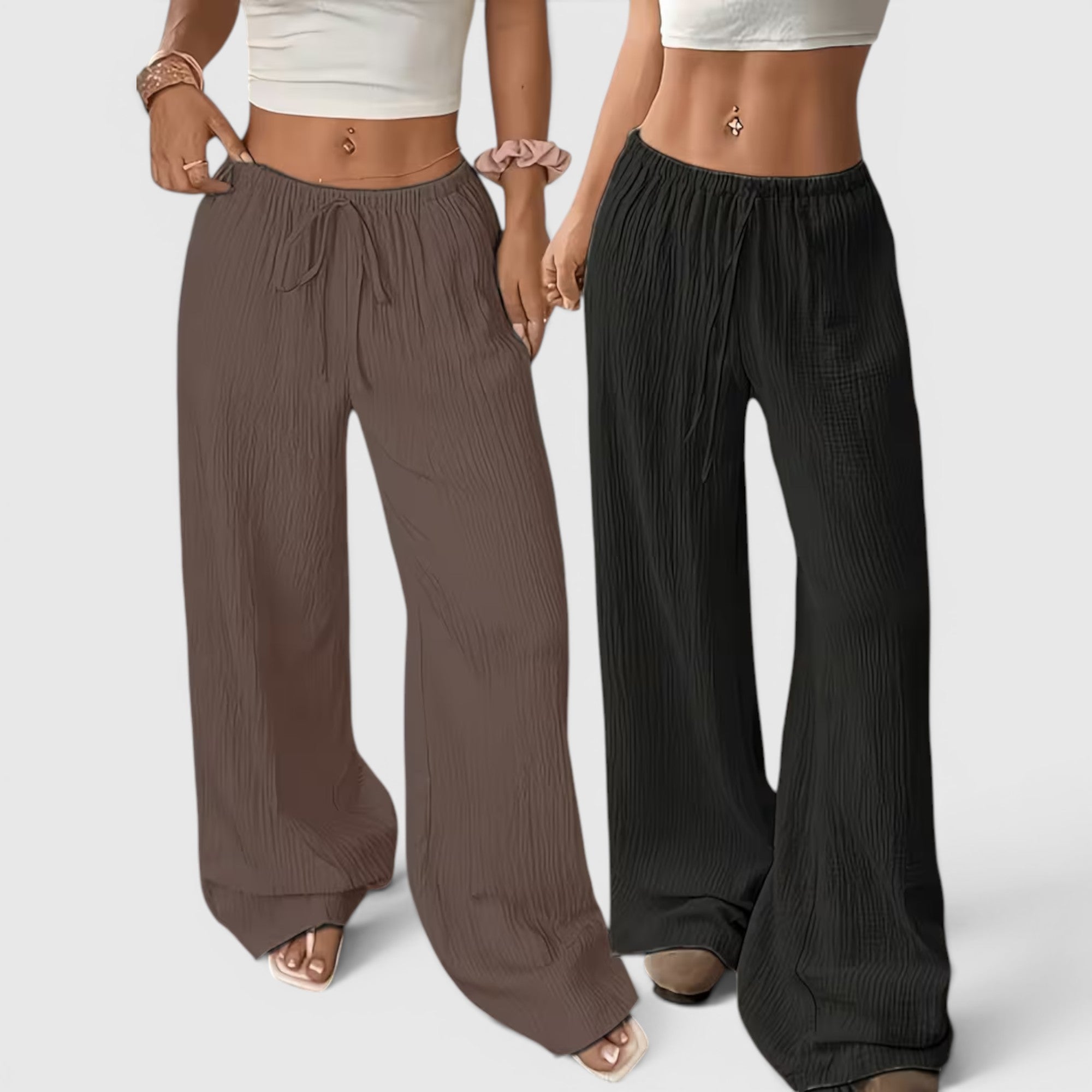 Greta | Women's Loose Straight Leg Trouser Set Lightweight Casual Outfit