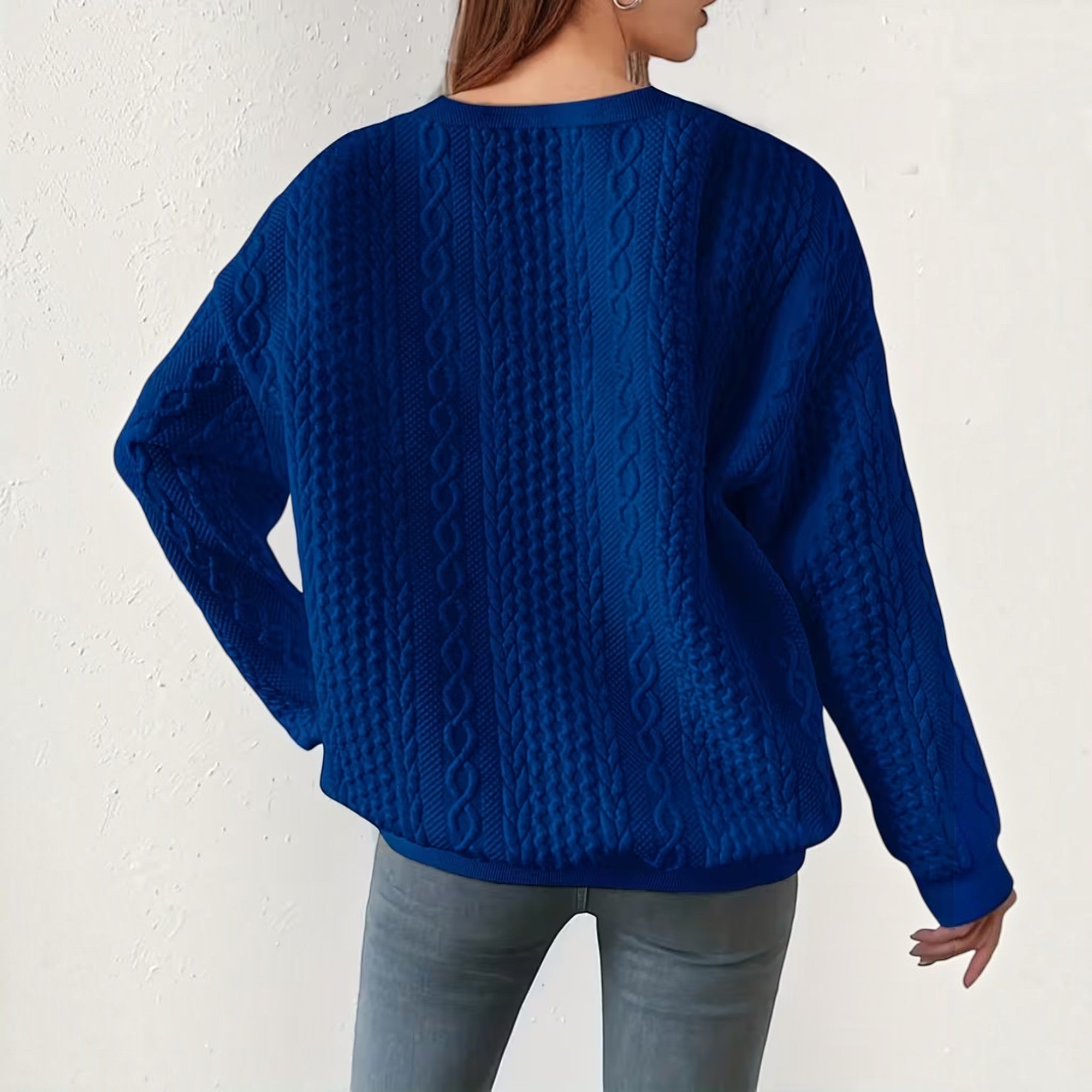 Nadia | Women's Crewneck Sweater – Textured Long Sleeve Casual Pullover