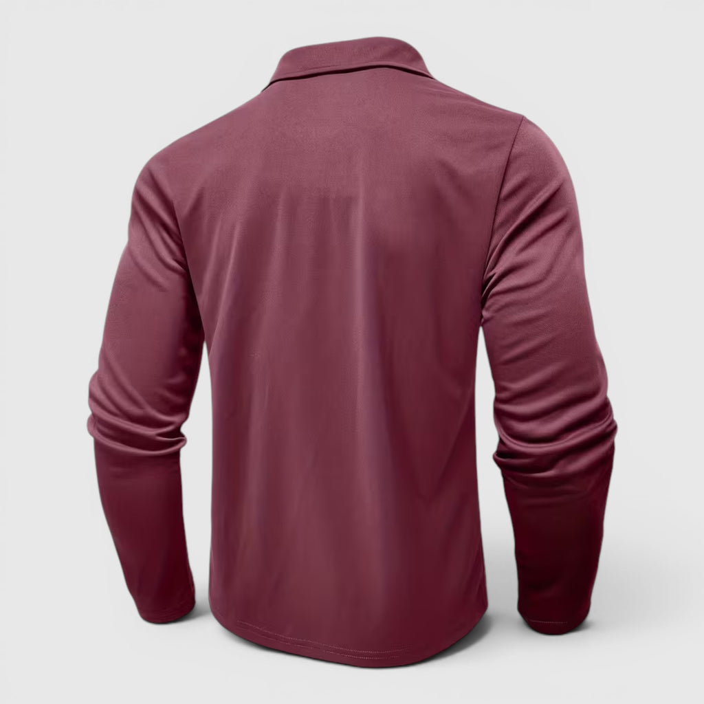 Ellmont London | Men's Polo Longsleeve V-Neck Sweater Quick-Dry Plaid Shirt