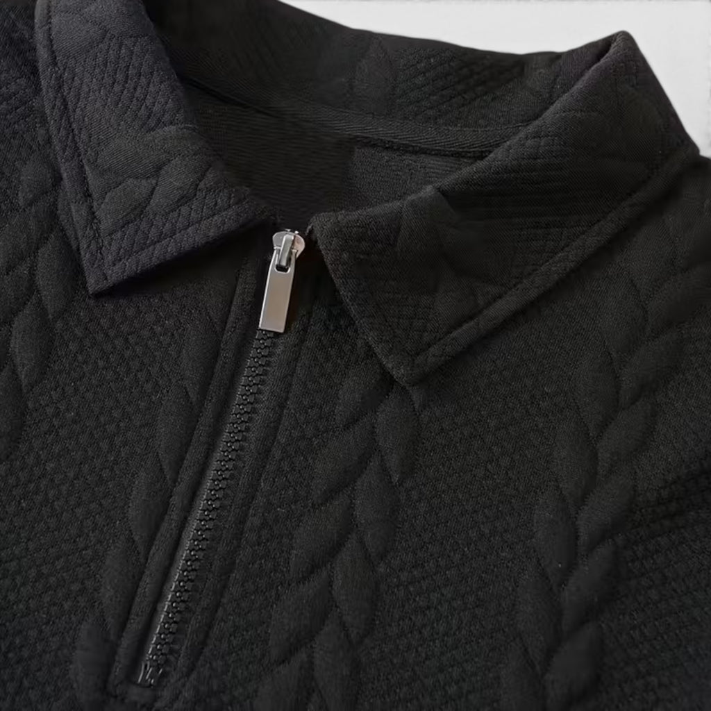 Ellmont London | Men's Long Sleeve Polo Textured Knit Regular Fit Sweatshirt