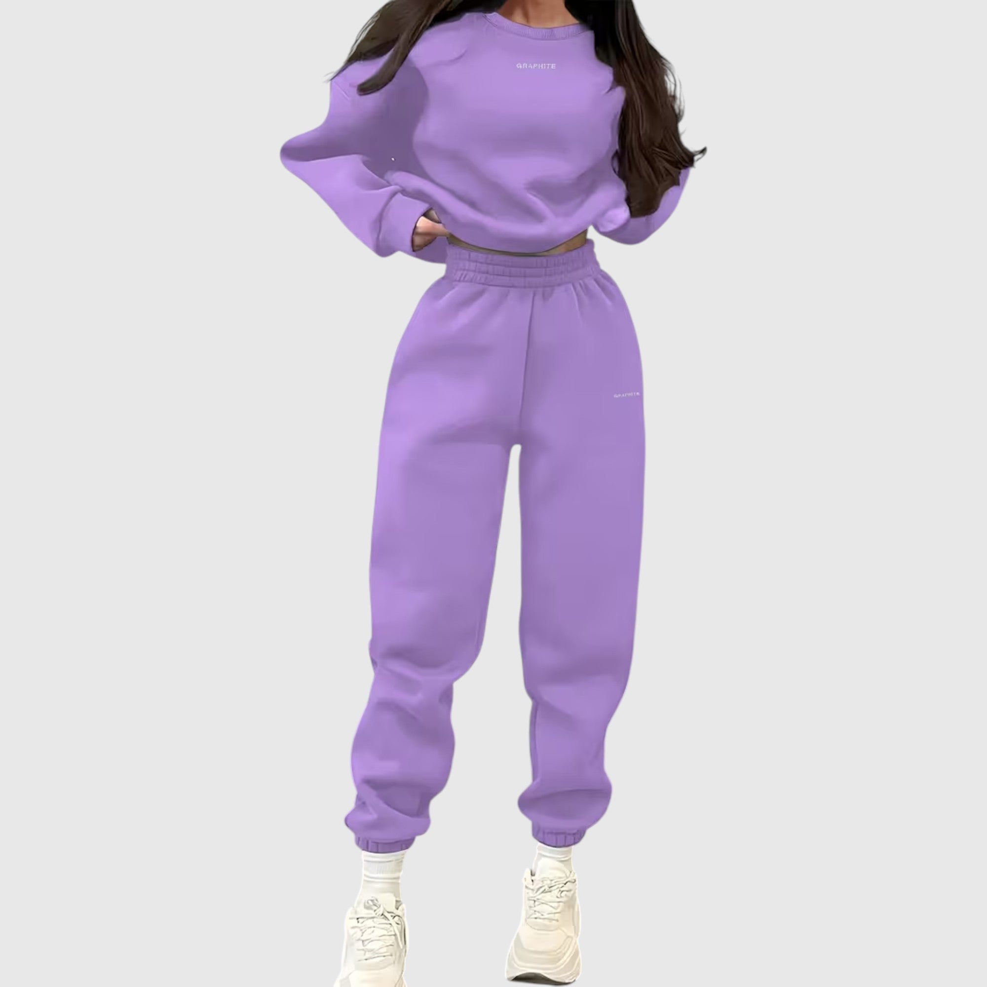 Hazel | Women's Loose Fit Embroidered Tracksuit Two-Piece Lounge Set