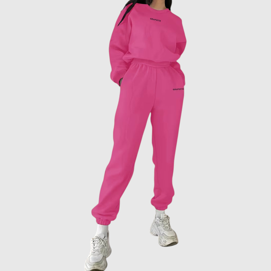 Hazel | Women's Loose Fit Embroidered Tracksuit Two-Piece Lounge Set