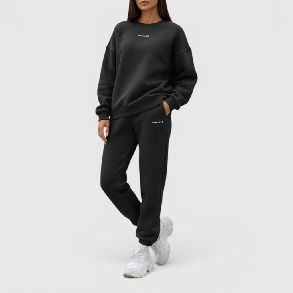 Hazel | Women's Loose Fit Embroidered Tracksuit Two-Piece Lounge Set