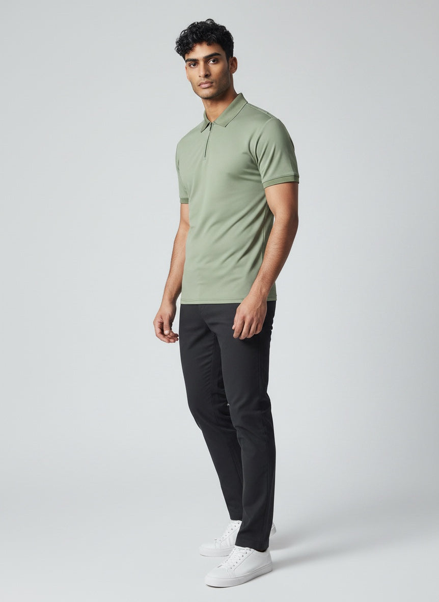 Ellmont London | Men’s Lightweight Zip Polo Shirt Everyday Style