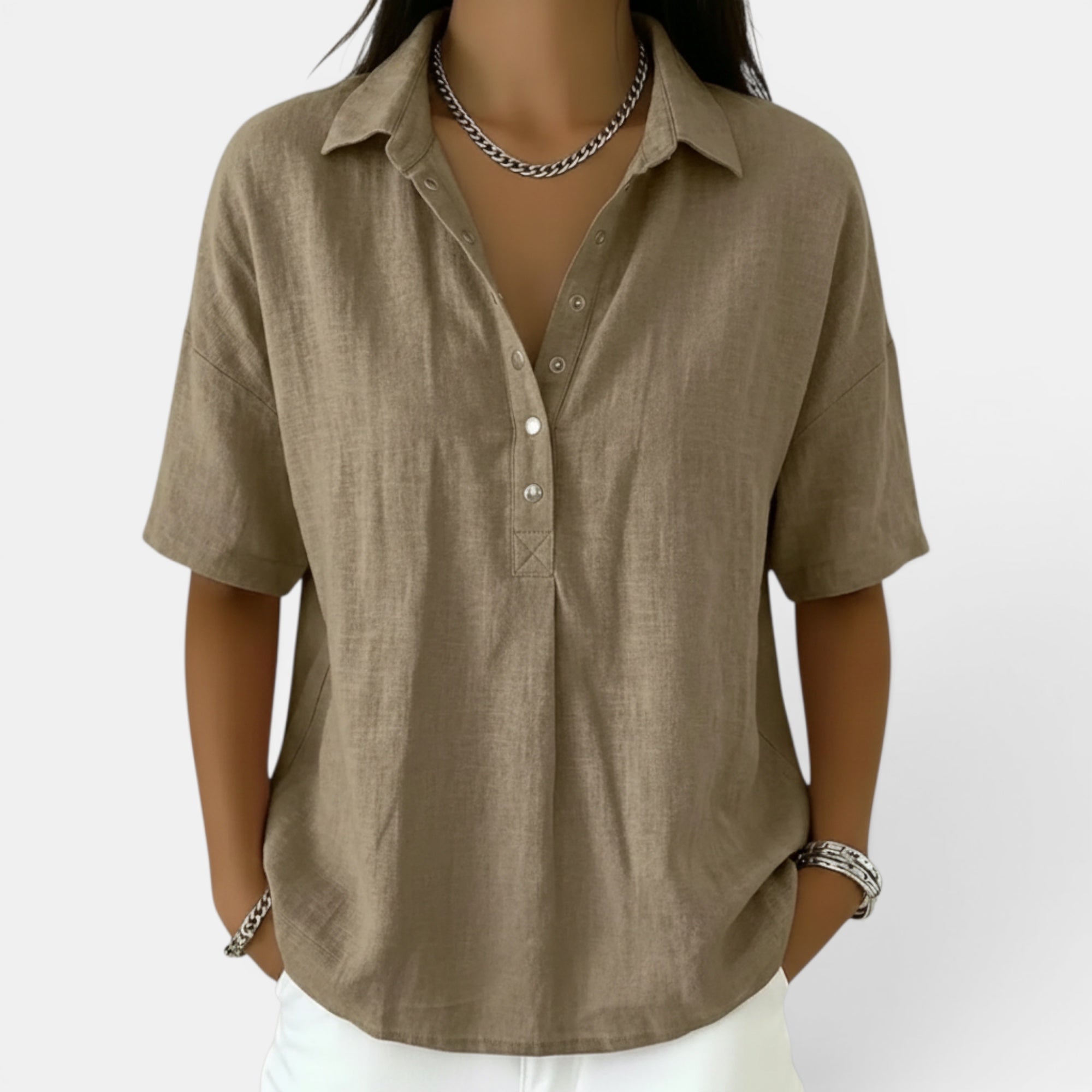 Ellmont London | Women's Casual Button Front Top Lightweight Style
