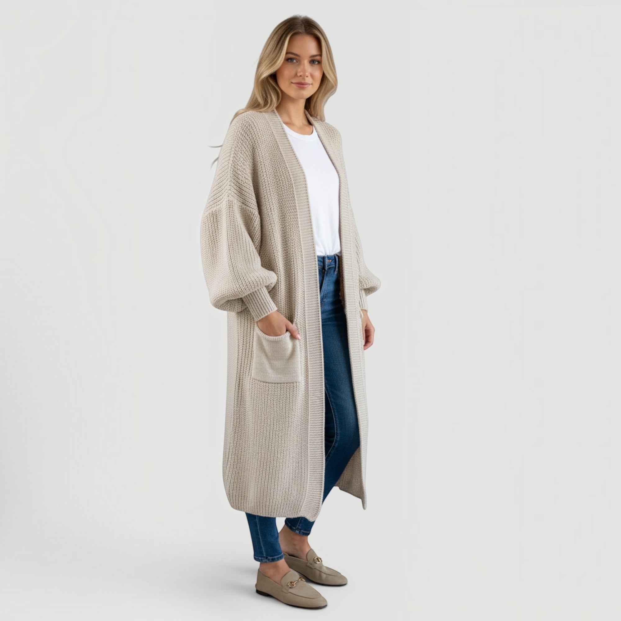 Cora | Women’s Soft Knit Longline Bell Sleeve Layering Cardigan