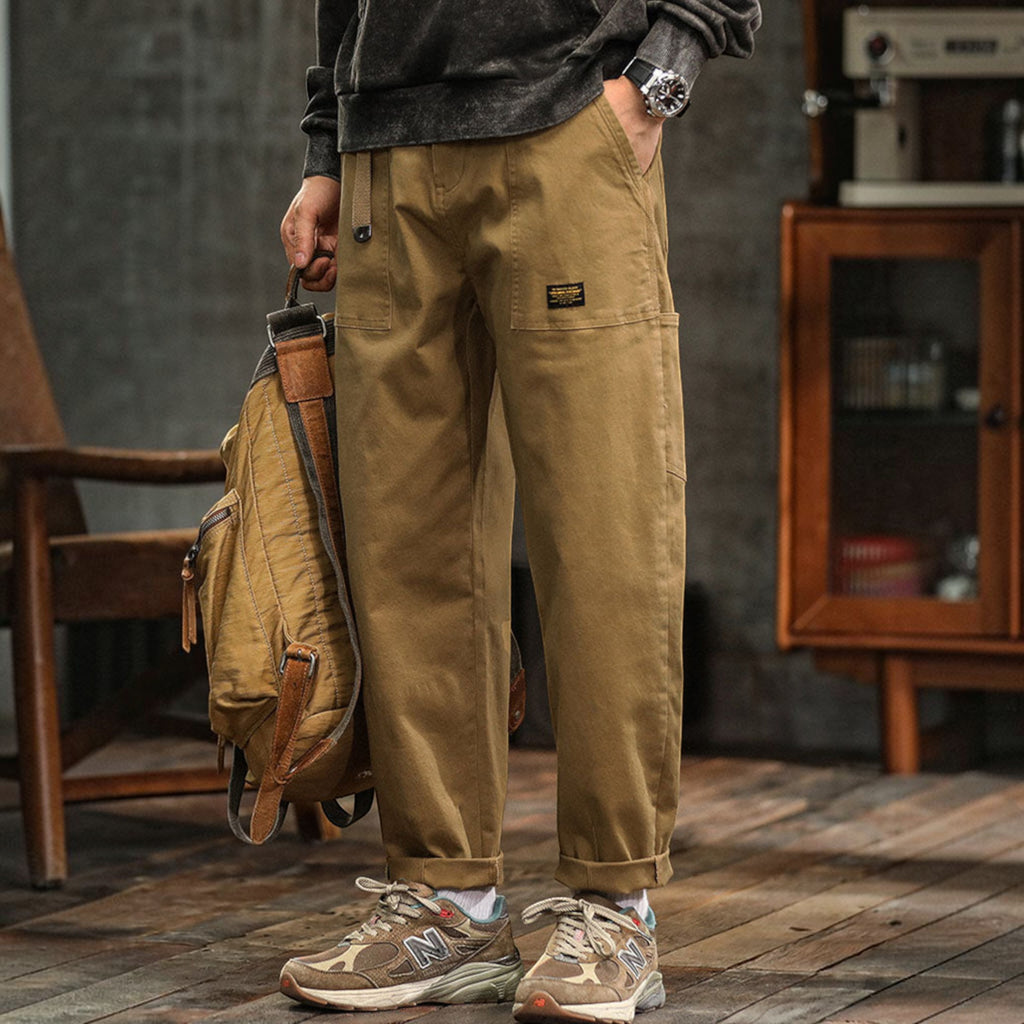 Hugo | Men's Cotton Cargo Pants Multi-Pocket Relaxed Work Casual Pants