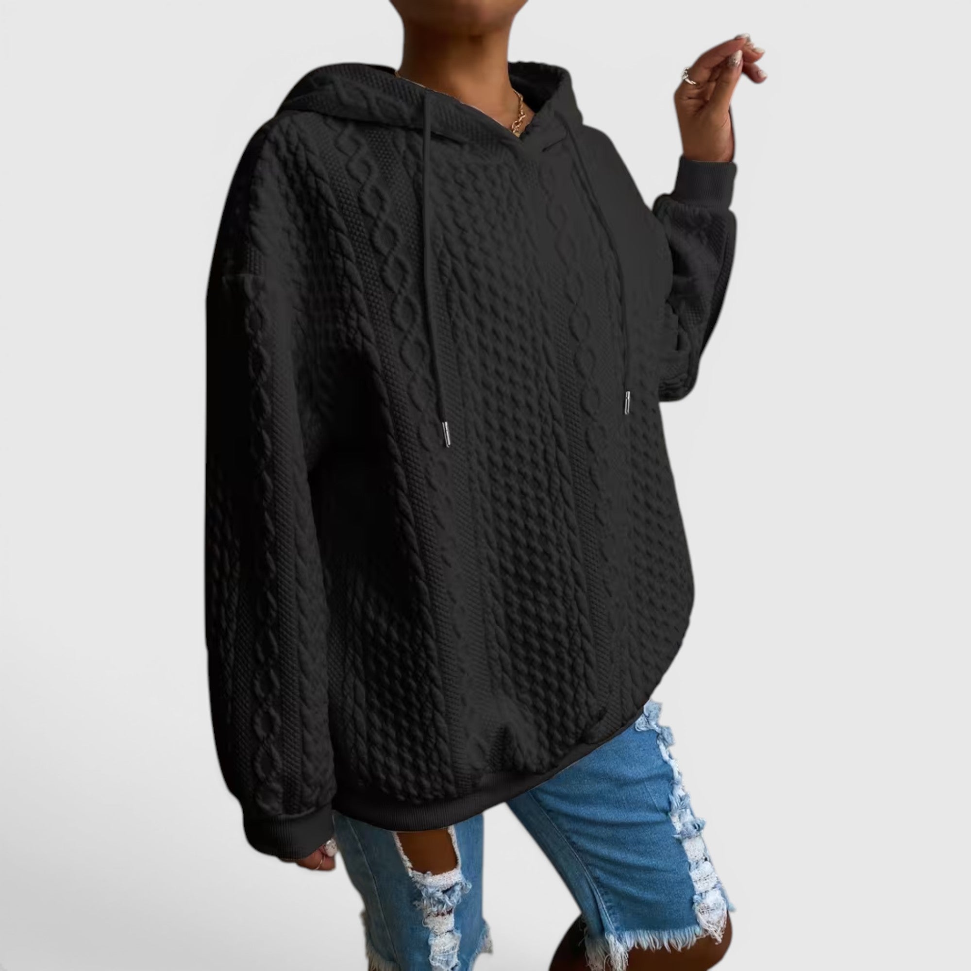 Ellmont London | Women's Plus Size Long Sleeve Hoodie Relaxed Fit Sweatshirt