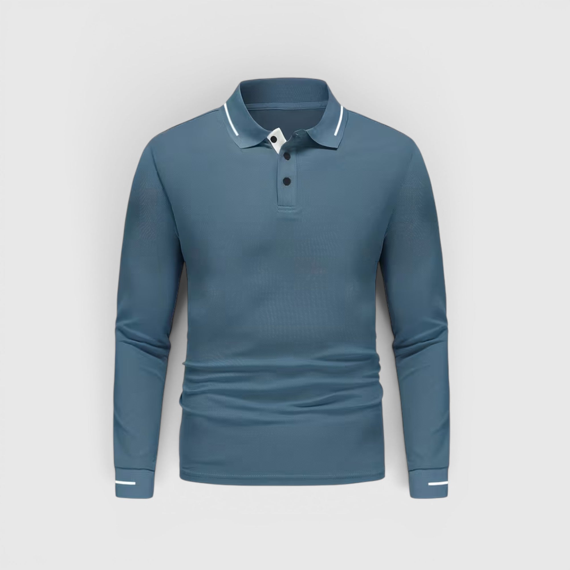 Isaac | Men's Casual Polo Shirt Long Sleeve Rib-Knit Everyday Wear