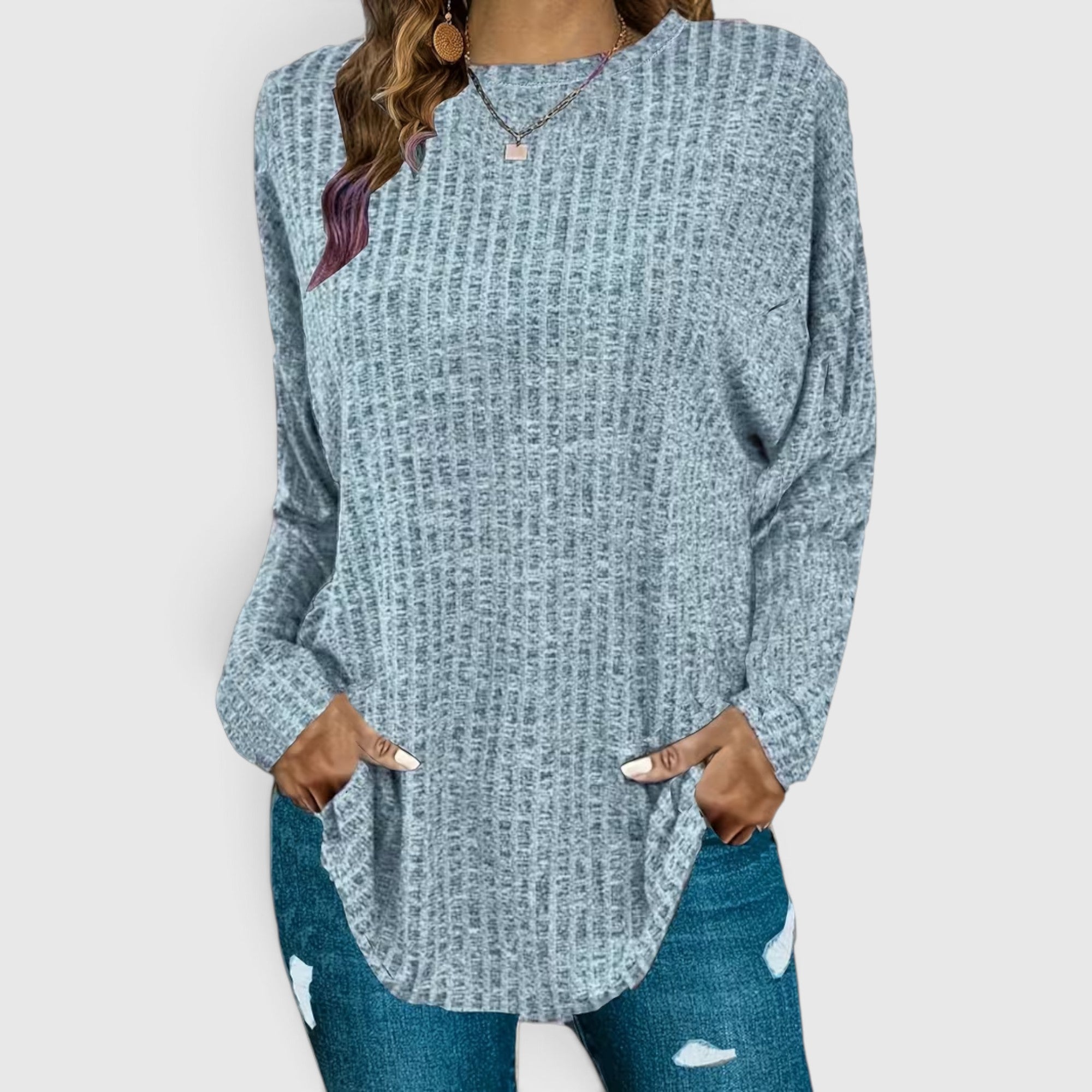 Lola | Women's Plus Size Crewneck Sweater – Relaxed Fit Long Sleeve Casual Top