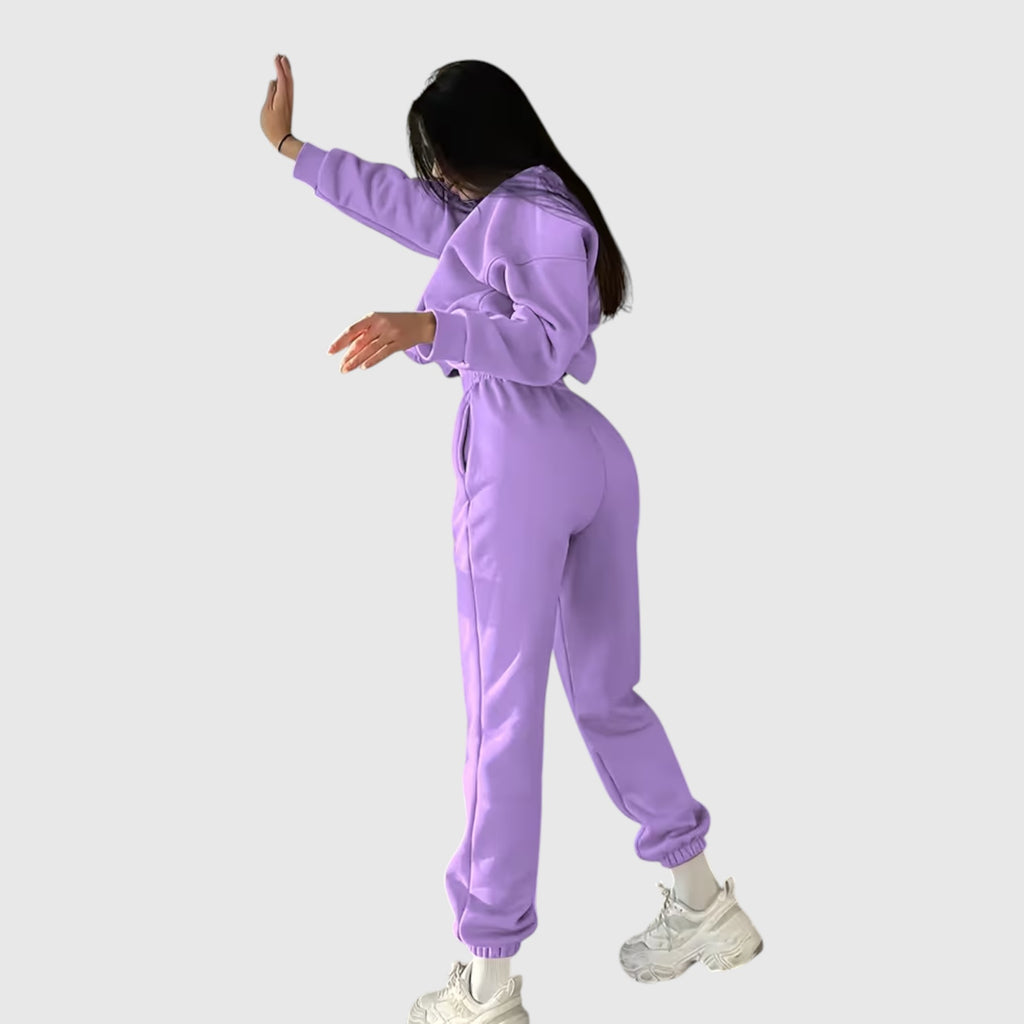 Hazel | Women's Loose Fit Embroidered Tracksuit Two-Piece Lounge Set