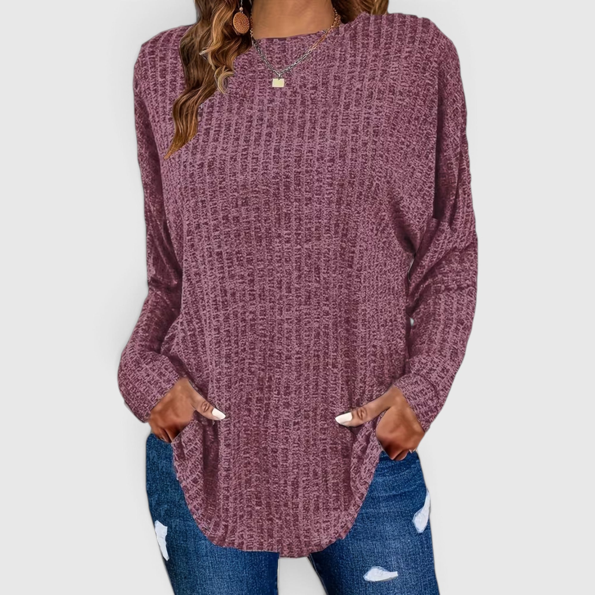 Lola | Women's Plus Size Crewneck Sweater – Relaxed Fit Long Sleeve Casual Top