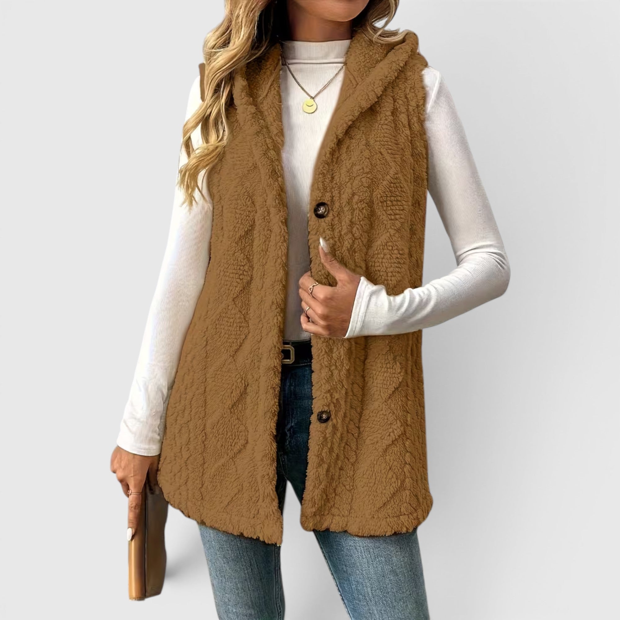 Ellmont London | Women's Warm Vest Button Front Hooded Outerwear
