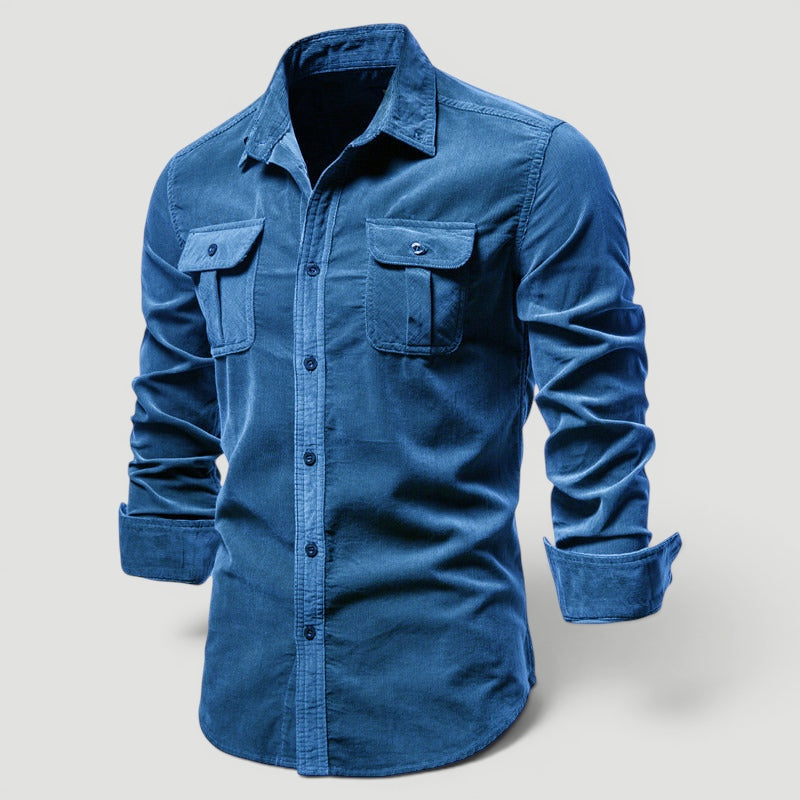 Ellmont London | Men’s Casual Button-Up Corduroy Shirt Soft Cord Fabric