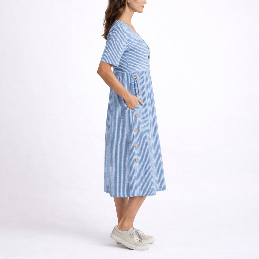 Ellmont London | Women's Relaxed Fit Striped Summer Midi Dress