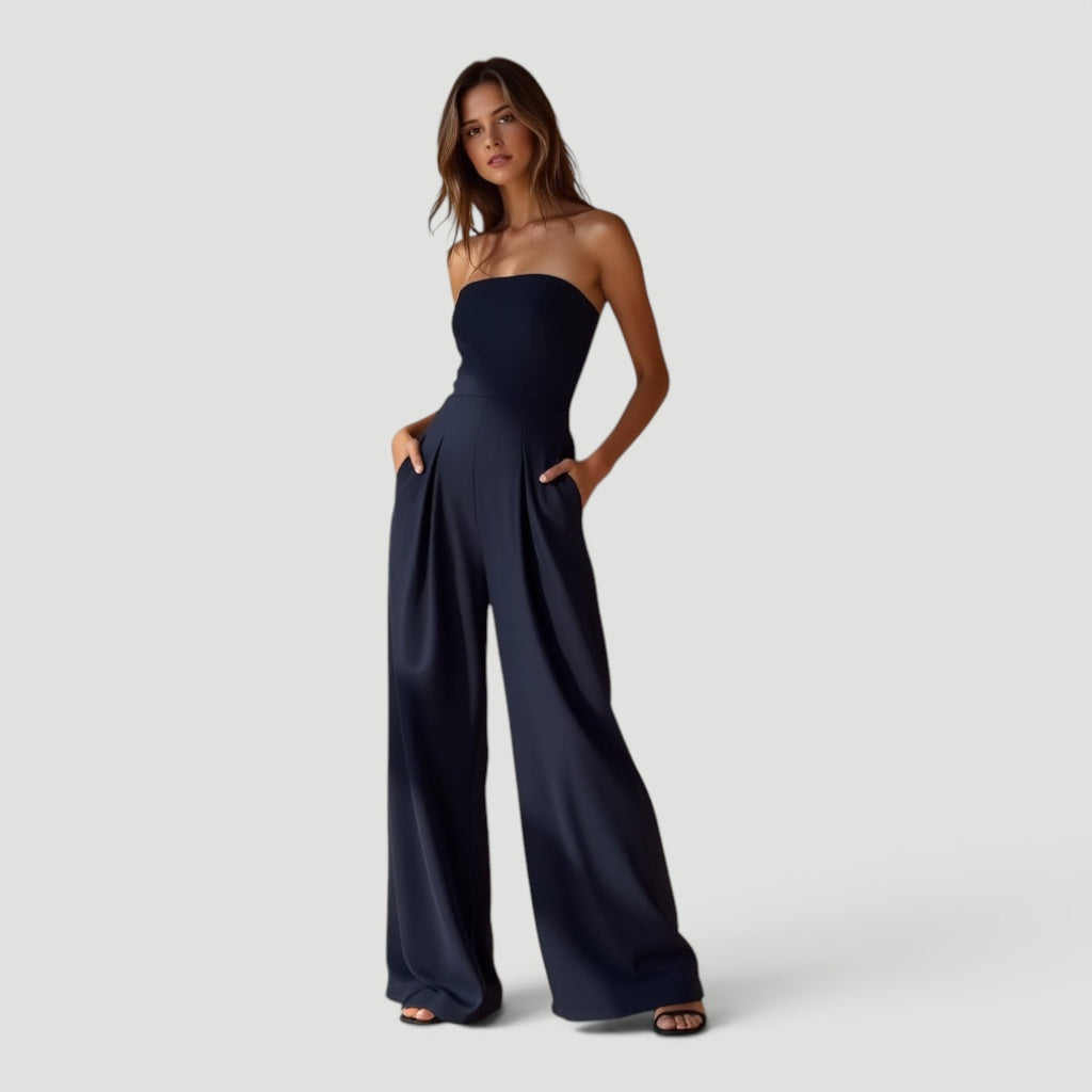 Ellmont London | Women’s Timeless Wide Leg Comfortable Strapless Jumpsuit