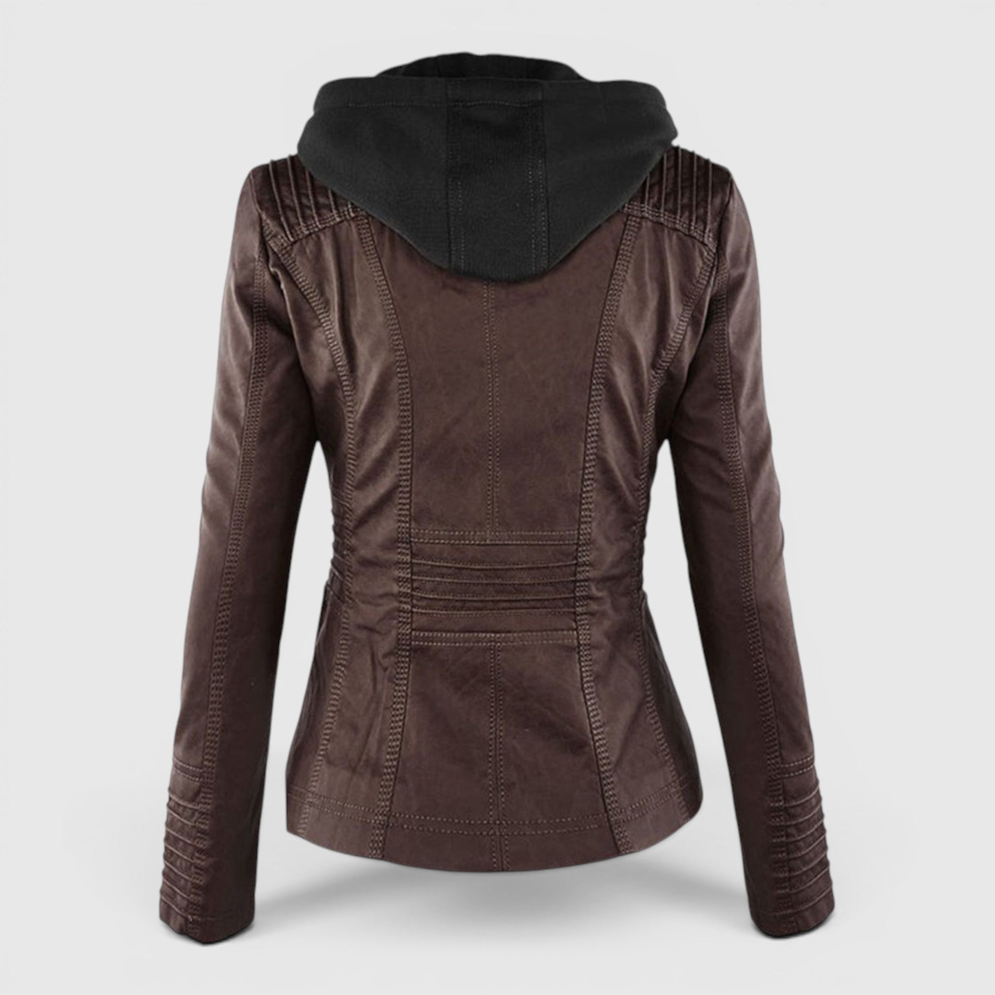 Ellmont London | Women's Warm Leather Jacket Tailored Zip Front Casual Coat