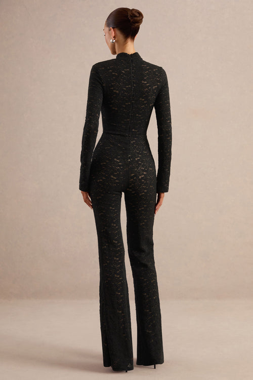 Willow | Black Lace High-Neck Jumpsuit