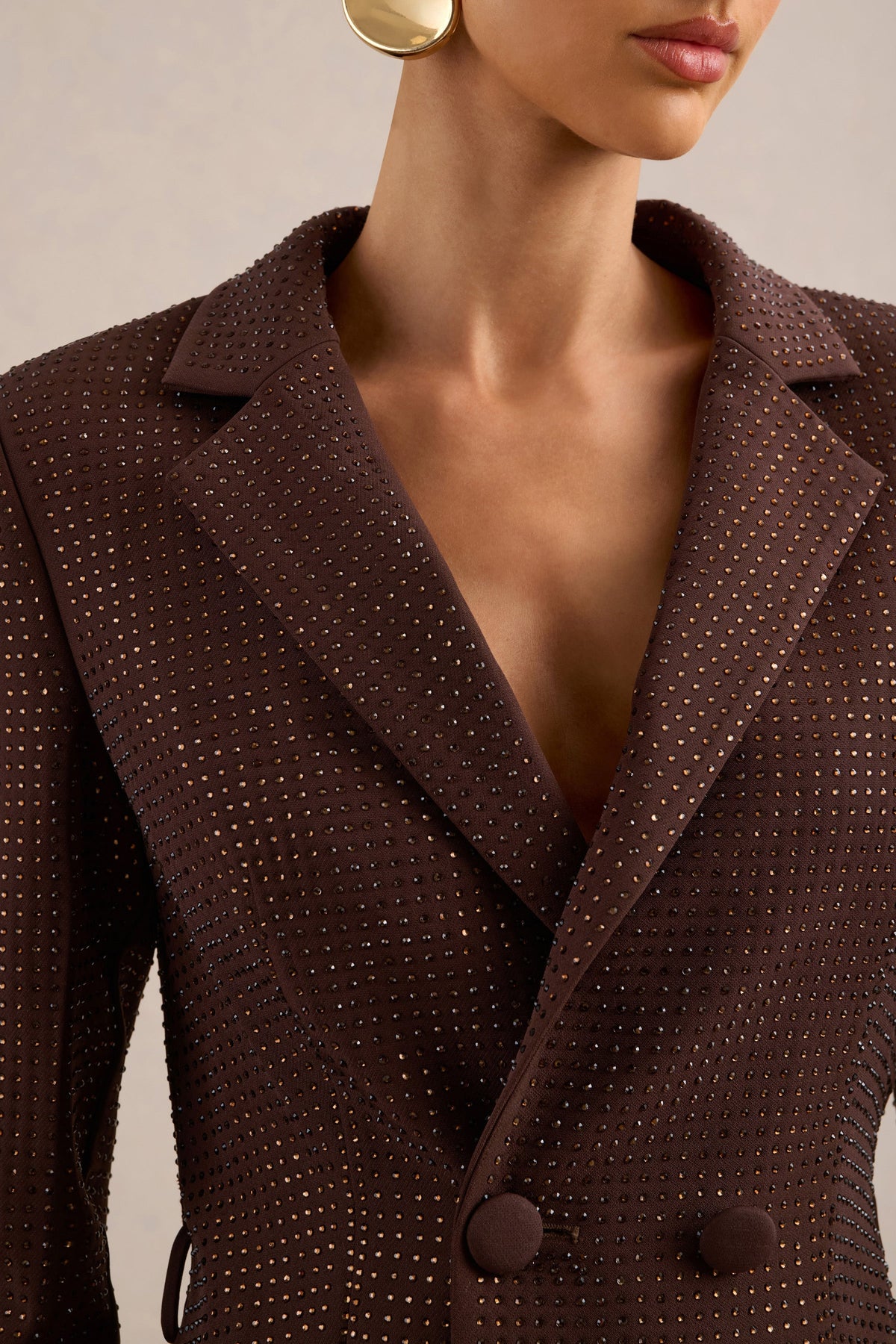 Ivy | Brown Long Sleeve Blazer Mini Dress