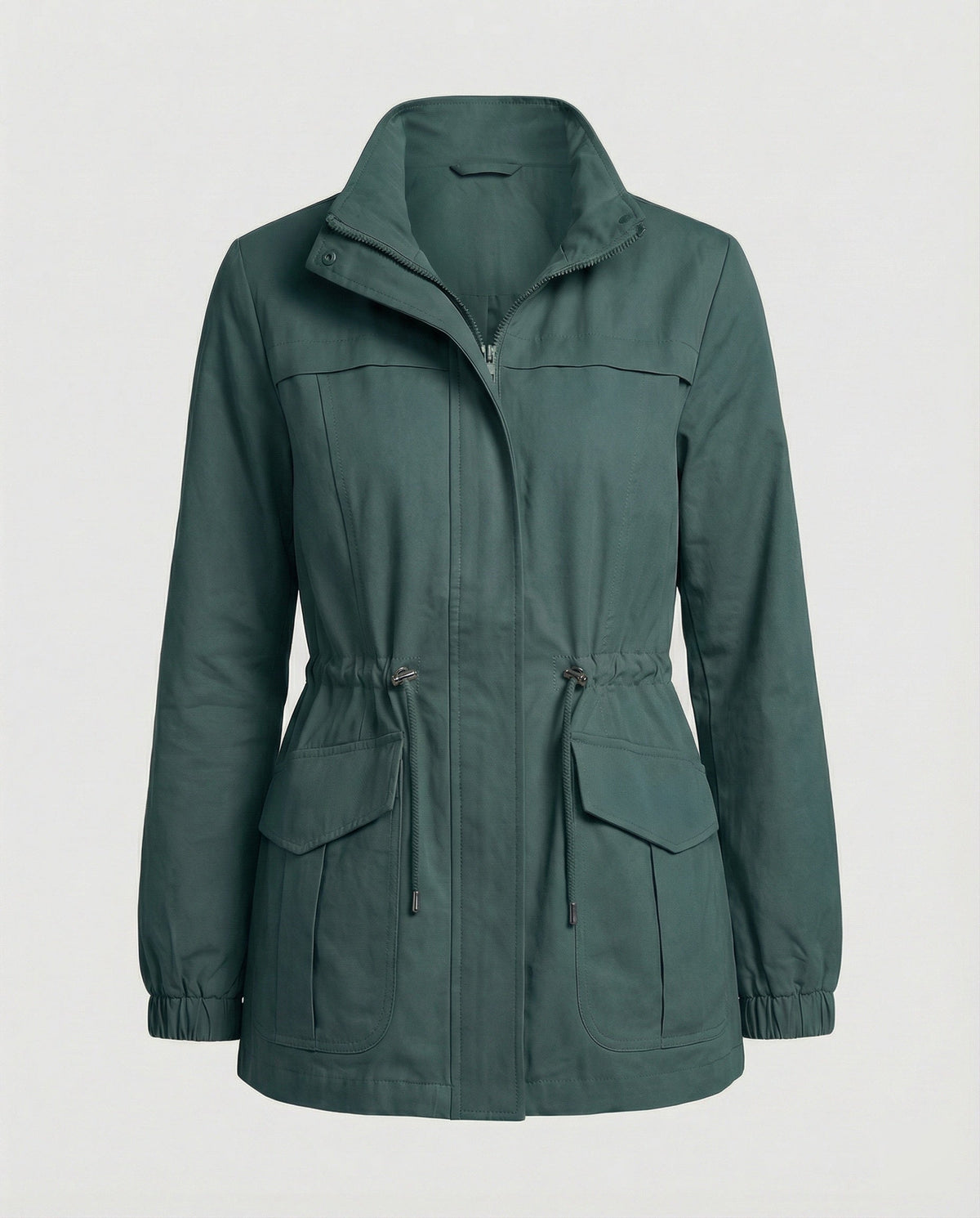 Abigail | Casual Utility Jacket with Drawstring Waist and Flap Pockets