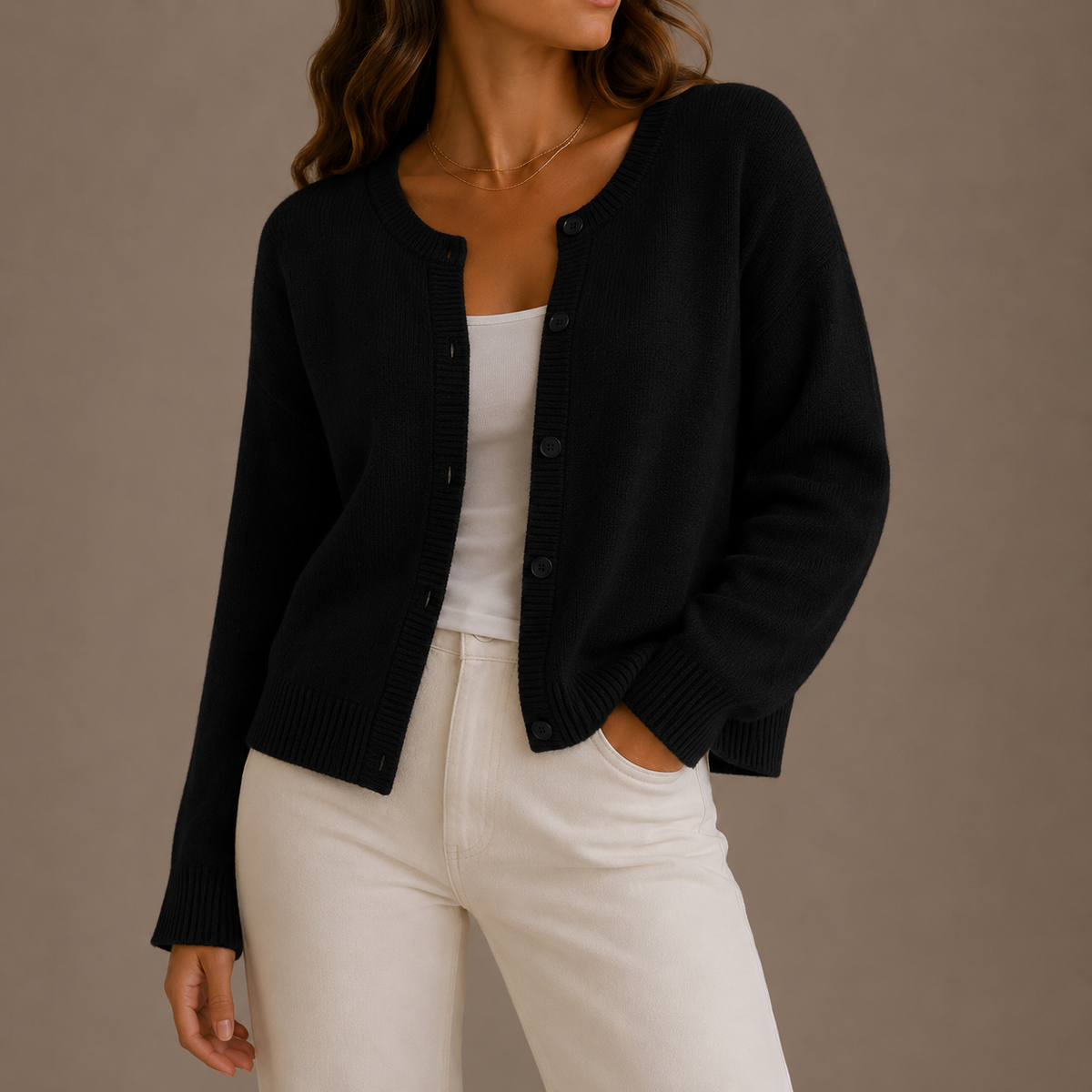 Women's Knit Cardigan – Soft Button-Up Long Sleeve Jumper