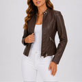 Ellmont London | Leather Jacket Women's Elegant Leather Look Jacket with Zip Pockets