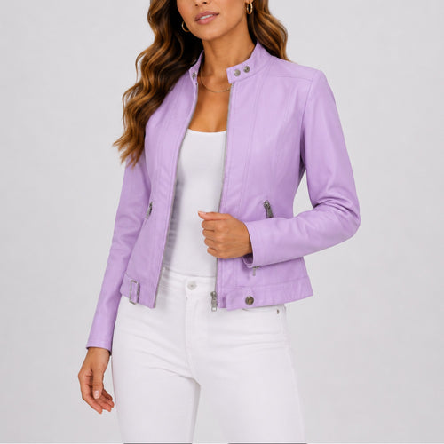 Ellmont London | Leather Jacket Women's Elegant Leather Look Jacket with Zip Pockets