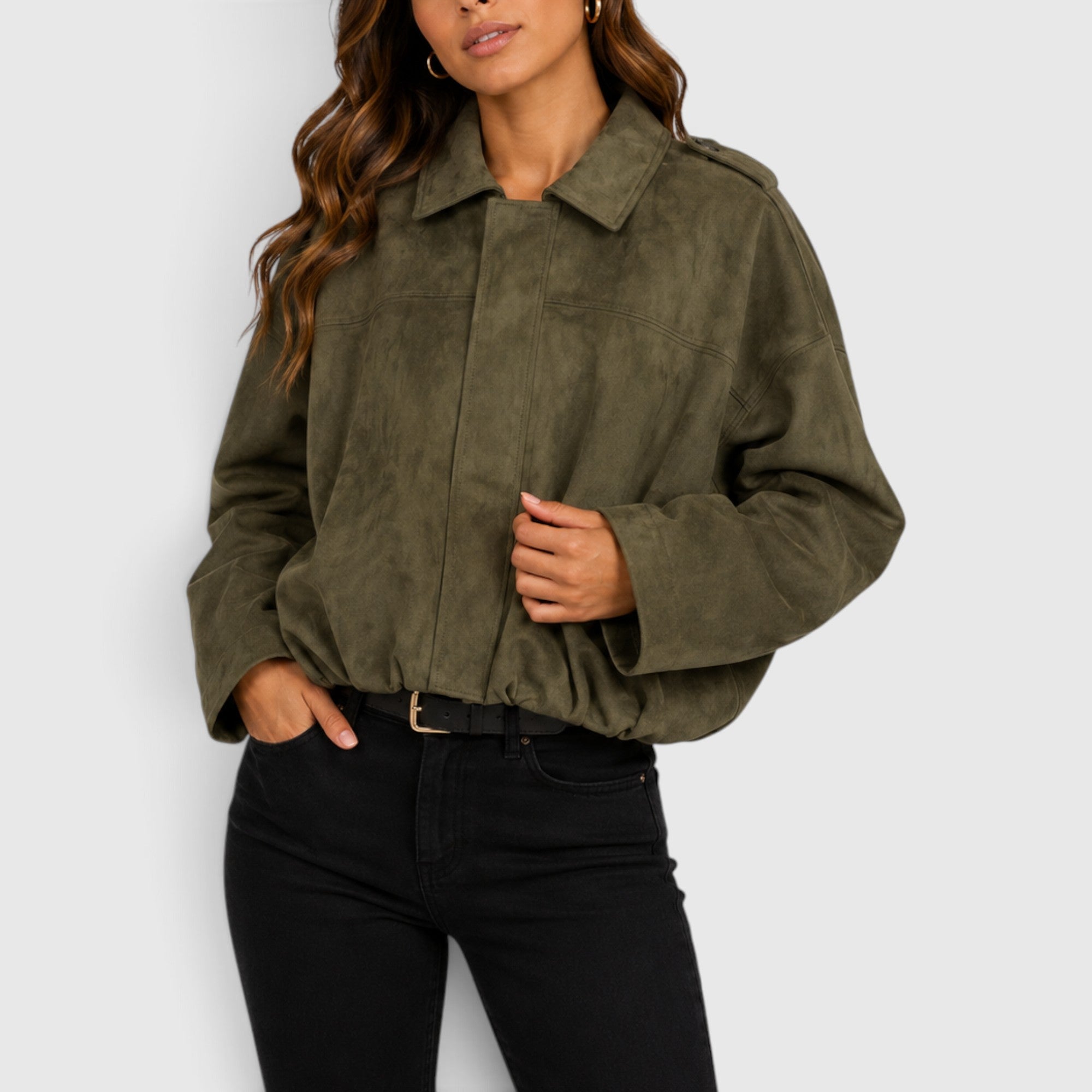 Tessa | Women's Suede Jacket Oversized Casual Bomber Jacket