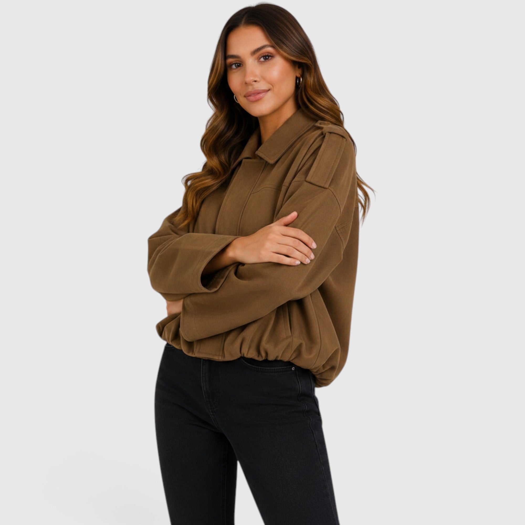 Tessa | Women's Suede Jacket Oversized Casual Bomber Jacket